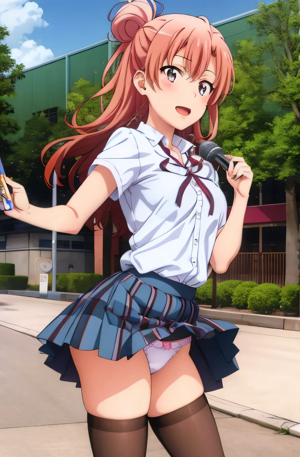 ((2 girls)) , Yukinoshita Yukino , Yuigahama Yui , (waltz dance), school uniform,The wind blows up my skirt,white panties,pink panties,