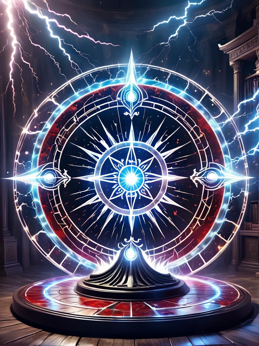 altar,blood spread,Weird round case,blood spatter,Pure cosmic energy transparent magic circle,Disc made of magical energy,The Wheel of Time and Space,aureola,electric wheel,Magically drawn polygons,Epic magic fantasy,Epic surrealism,Epic Thunder Magic,Epic ancient totem,Epic Mystical Magic Light,Epic dark magic,epic gothic style