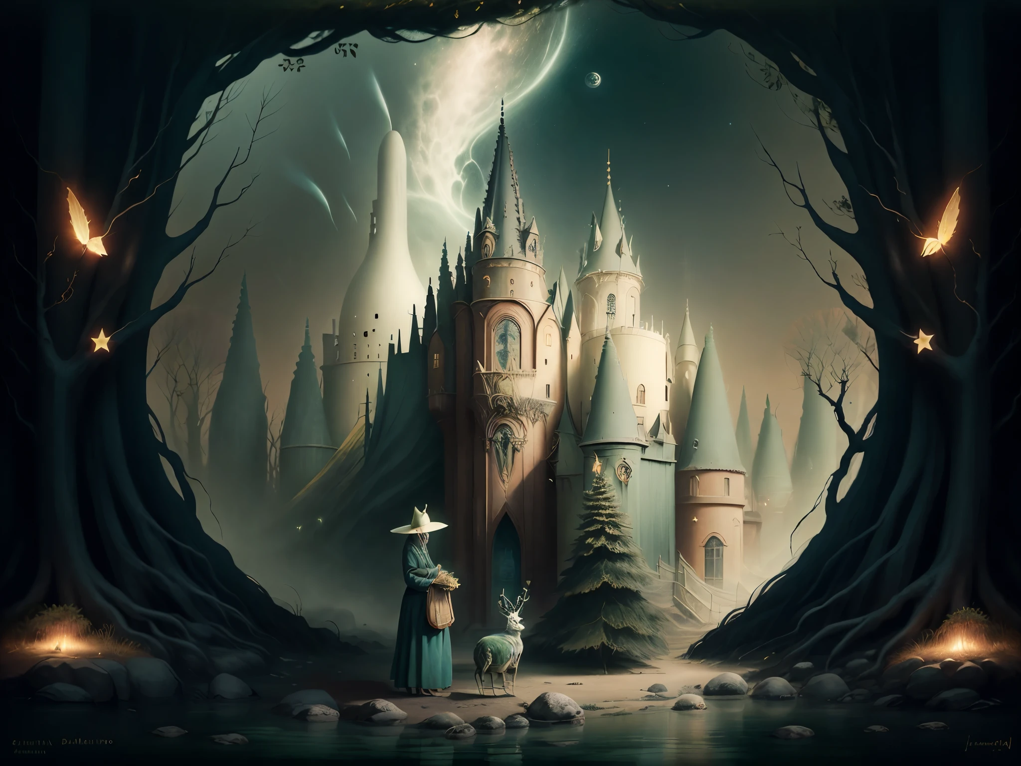 plano medio: 1.3, obra maestra, ((hombre hermoso, muy detallado y hermoso,: 1.5)), ((hermoso bosque frondoso, firefly throughout the forest illuminating the night and starry sky with its light: 1.5)),(( lleno de estrellas y galaxias: 1.5)), arte digital muy hermoso, arte digital. very detailed and very detailed magical fantasy, colorfull digital fantasy art, arte digital muy detallada, beautiful and gorgeous digital art, pintura digital muy detallada, 32k