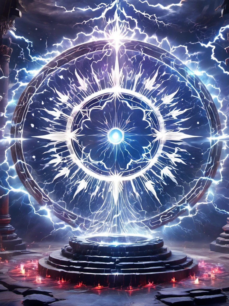 altar,blood spread,Weird round case,blood spatter,Pure cosmic energy transparent magic circle,Disc made of magical energy,The Wheel of Time and Space,aureola,electric wheel,Magically drawn polygons,Epic magic fantasy,Epic surrealism,Epic Thunder Magic,Epic ancient totem,Epic Mystical Magic Light,Epic dark magic,epic gothic style