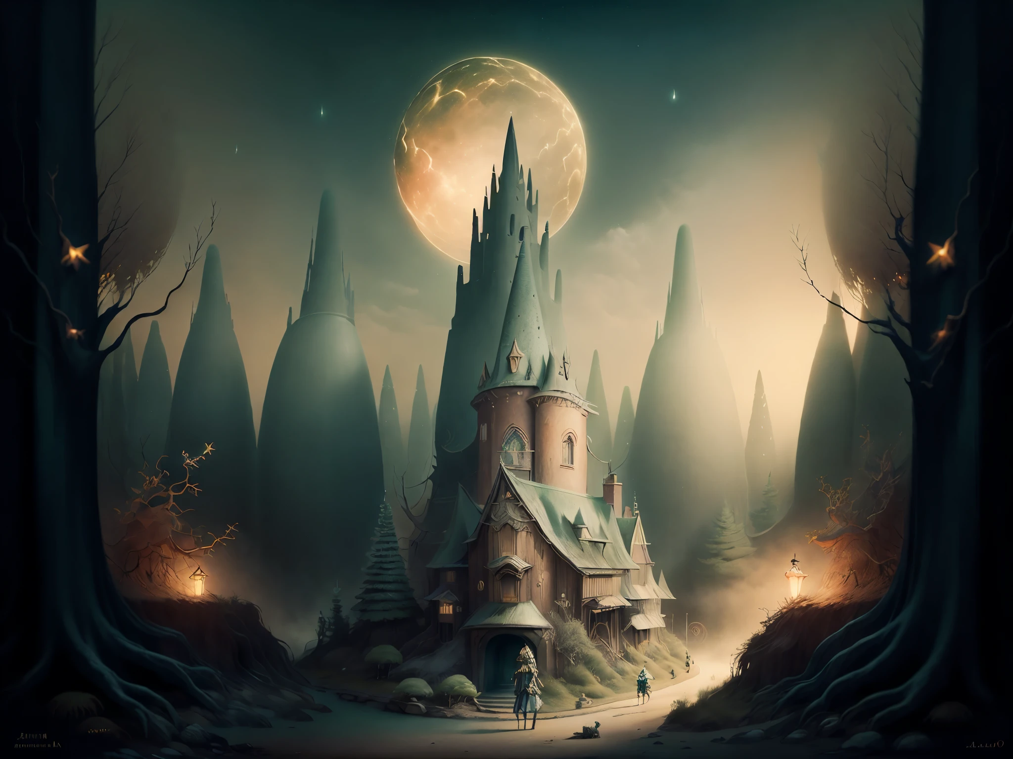 plano medio: 1.3, obra maestra, ((hombre hermoso, muy detallado y hermoso,: 1.5)), ((hermoso bosque frondoso, firefly throughout the forest illuminating the night and starry sky with its light: 1.5)),(( lleno de estrellas y galaxias: 1.5)), arte digital muy hermoso, arte digital. very detailed and very detailed magical fantasy, colorfull digital fantasy art, arte digital muy detallada, beautiful and gorgeous digital art, pintura digital muy detallada, 32k