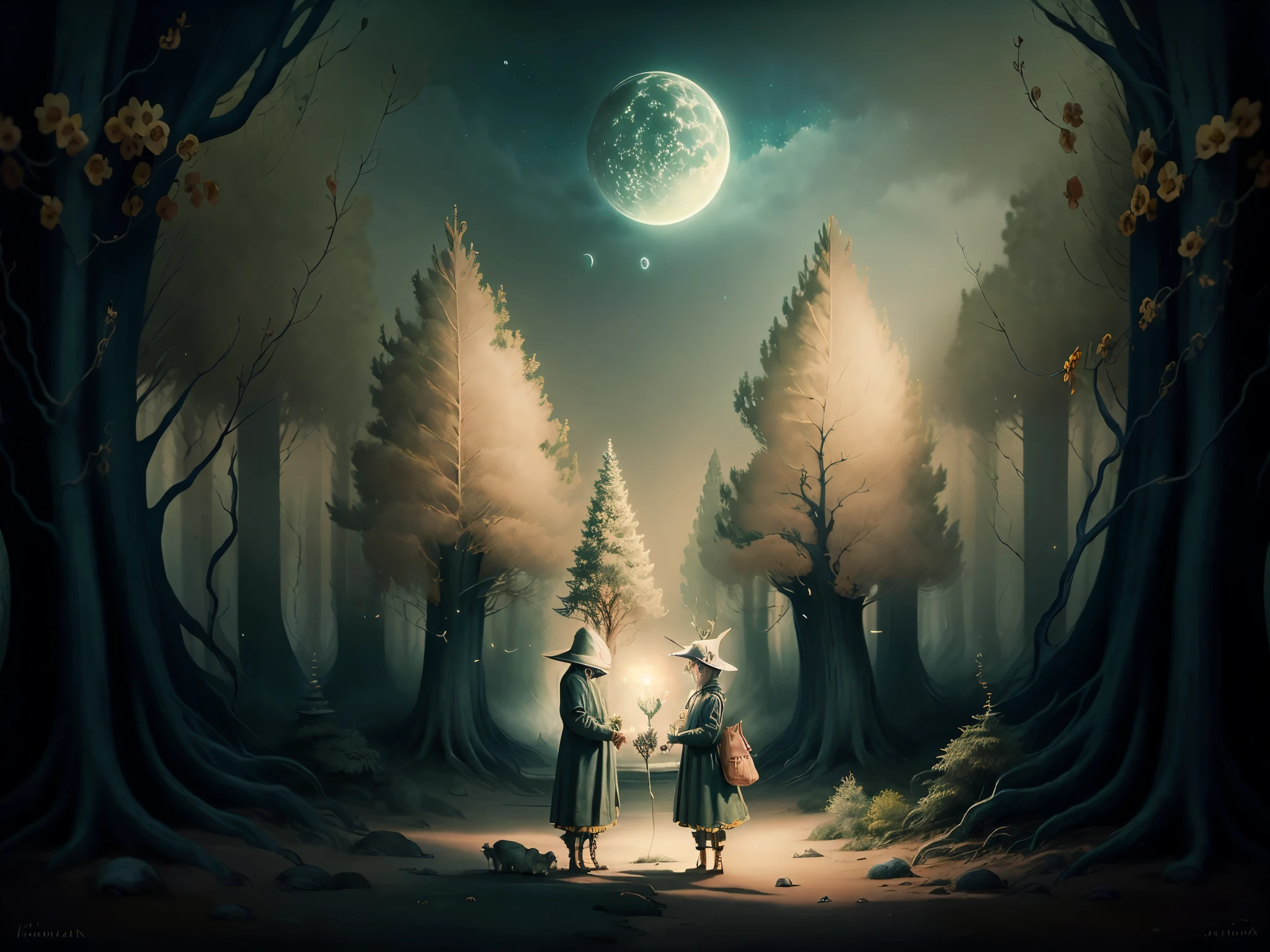 plano medio: 1.3, obra maestra, ((hombre hermoso, muy detallado y hermoso,: 1.5)), ((hermoso bosque frondoso, firefly throughout the forest illuminating the night and starry sky with its light: 1.5)),(( lleno de estrellas y galaxias: 1.5)), arte digital muy hermoso, arte digital. very detailed and very detailed magical fantasy, colorfull digital fantasy art, arte digital muy detallada, beautiful and gorgeous digital art, pintura digital muy detallada, 32k