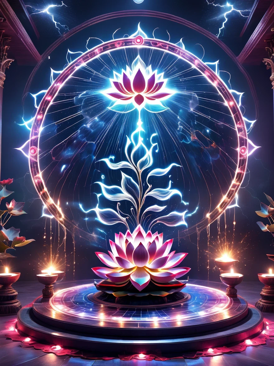 Lotus altar，blood spread，Weird round case，blood spatter，Pure cosmic energy transparent magic circle，Disc made of magical energy，The Wheel of Time and Space，aureola，electric wheel，Magically drawn polygons，Epic magic fantasy，Epic surrealism，Epic Thunder Magic，Epic ancient totem，Epic Mystical Magic Light，Epic dark magic，epic gothic style