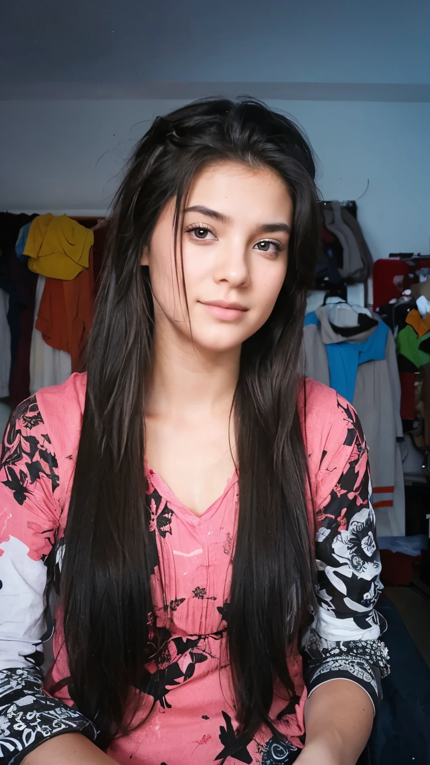 Show the uploaded image with high enhancement in all parameters and show the girl image showing her and vagina widely spread with her left hand three fingers