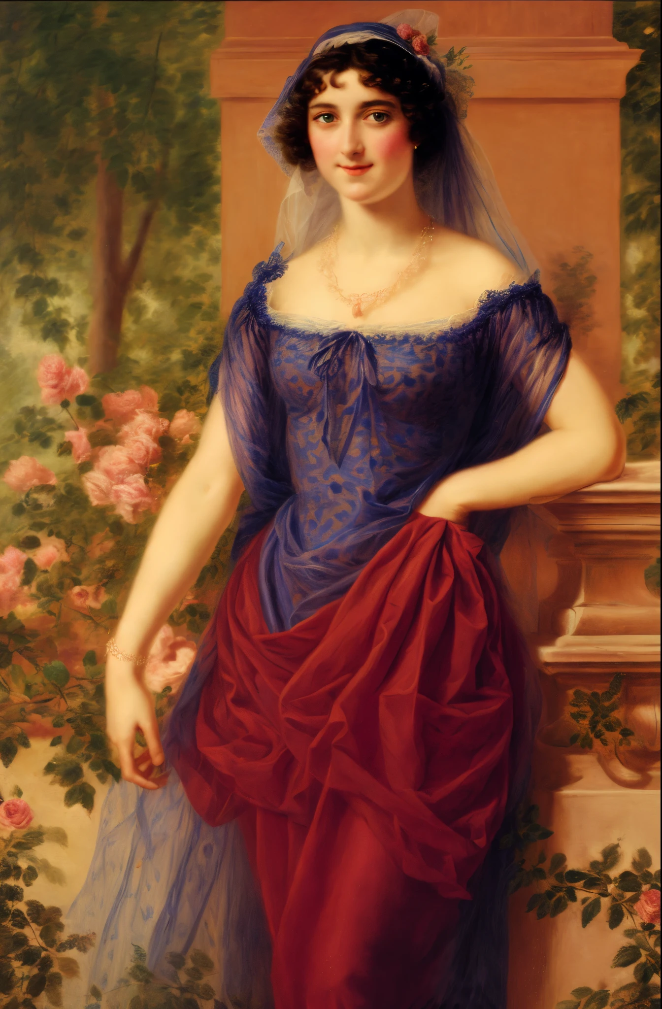 painting of a extremely gorgeous woman in a blue dress and a veil holding a rose, adelaide labille - guiard, inspired by Adélaïde Labille-Guiard, by Adélaïde Labille-Guiard, inspired by Élisabeth Vigée Le Brun, by Élisabeth Vigée Le Brun
