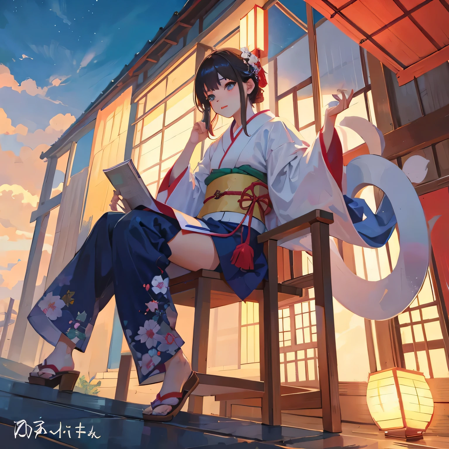 Anime girl sits on a bench and reads a book in front of a building, artgerm and atey ghailan, Beautiful anime artwork, Japanischer Kunststil, guweiz on pixiv artstation, Im Trend bei ArtStation Pixiv, Anime-Stil 4 K, guweiz on artstation pixiv, artwork in the style of guweiz, Illustration im Anime-Stil