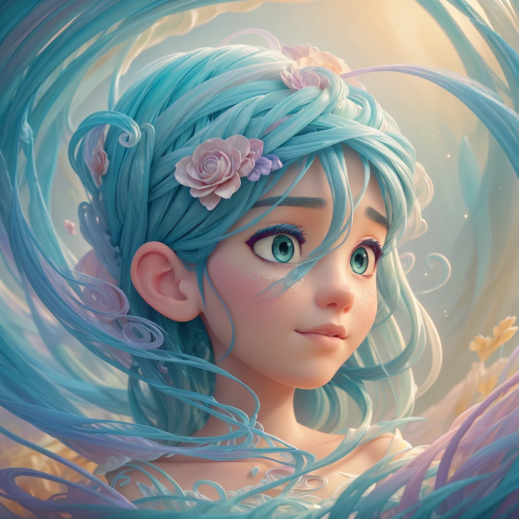 face intricate landscape made of swirling ribbons, ethereal, dreamlike, soft lighting, surreal, digital painting, artstation, concept art, delicate, flowing, smooth, sharp focus, portrait, highly detailed, mystical, enchanting, magical, art by loish and sam yang and mandy jurgens, pastel colors, whimsical