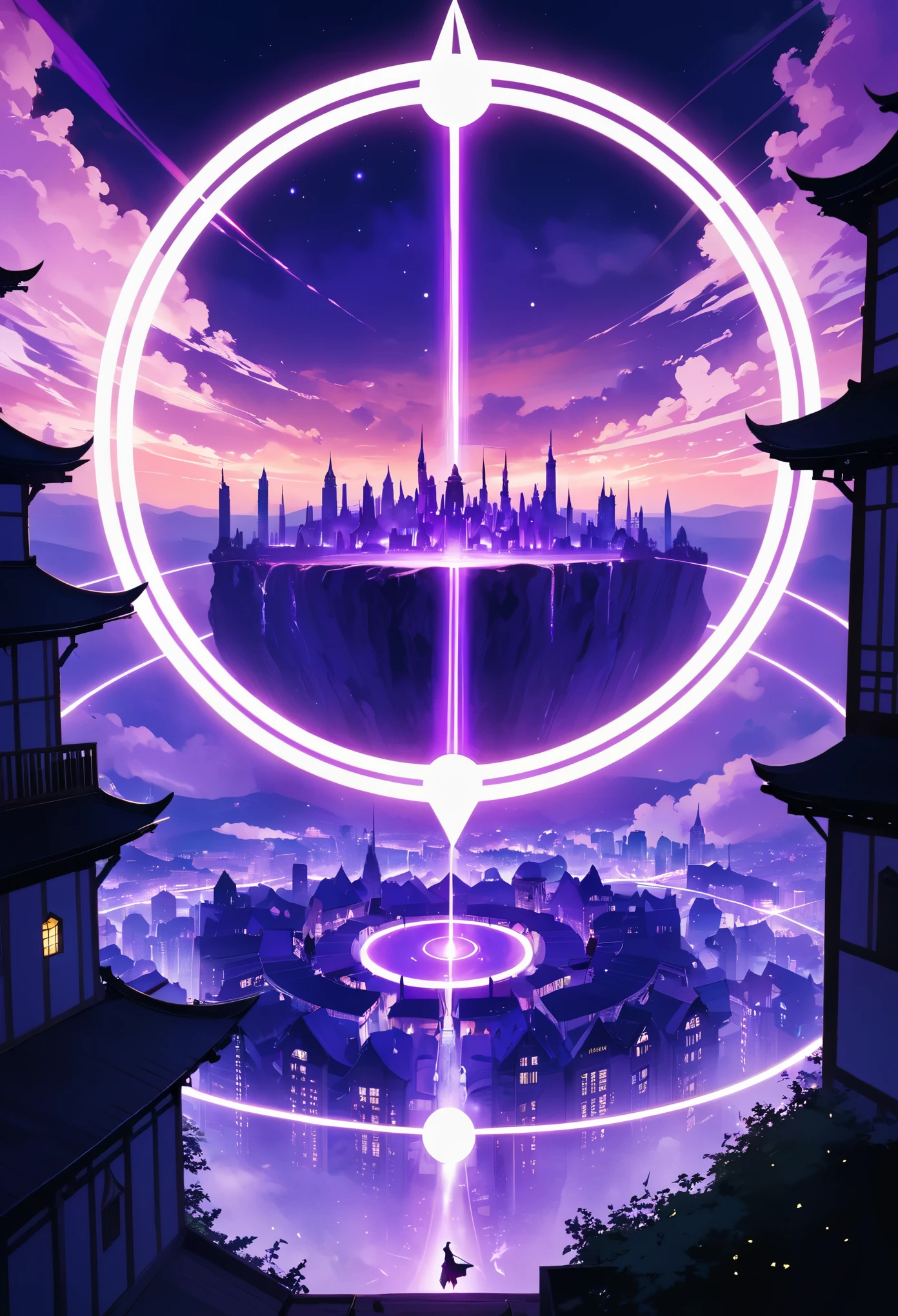 Magic circle, on desk, spell books, glowing, floating magic circle, purple, witchcraft, fantasy, anime, high detail, perspective, (low angle view, POV:1.7), Gothic art, reflection light, ray tracing, glowing light, sparkle, cinematic lighting, UHD, retina, masterpiece, ccurate, anatomically correct, super detail, high details, high quality, award winning, best quality, highres, 8k