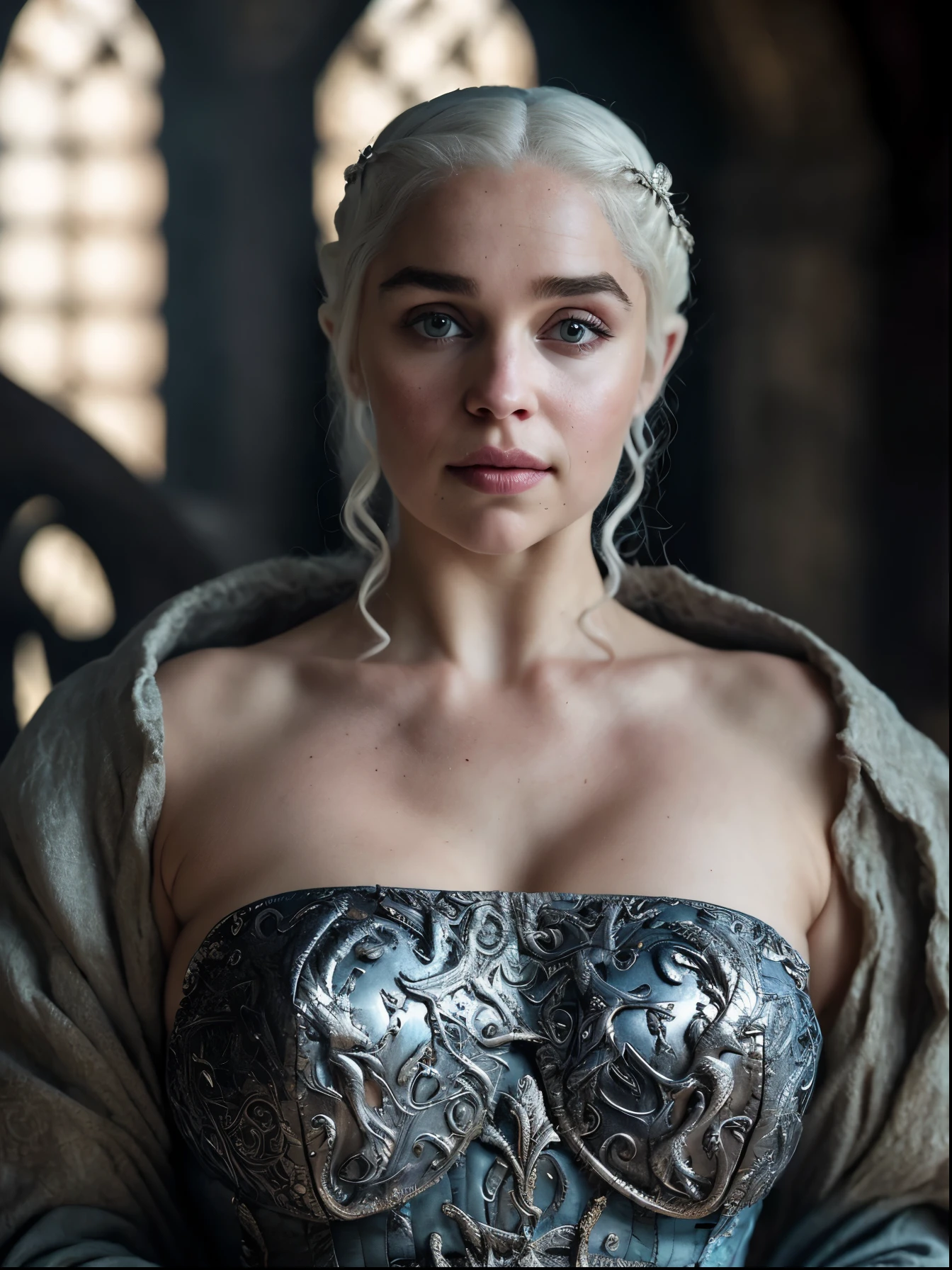 Royal Satin dress, Perfect eyes, flawless Beauty, pierced eyes, Masterpiece, Daenerys Targaryen, Gorgeous woman, queen, Queen Lady, Princess of Dragonstone, black mole on breast, The Unburnt, Queen of Meereen, Queen of the Andals, the Rhoynar and the First Men (claimant), Protector of the Seven Kingdoms (claimant), Khaleesi of the Great Grass Sea, Breaker of Shackles, Mother of Dragons, The One Who Was Promised, Lady of Dragonstone , 45 years Old, she is a Full growned lady now, beautiful mature lady, the queen, milf beauty, mature queen, Best quality, a small, charming Beauty, a captivating woman, fully ripen milf body, lustful queen, alluring appearance, unrivaled beauty, wonderful breasts, large breasts, mediaeval erotic costumes, a Game of Thrones-inspired costume, a close-up of a woman from the middle ages, Daenerys Targaryen, Daenerys, resembles Emilia Clarke, Emilia Clarke, scene from "Game of Throne," deep cleavage, warrior princess, healthy body, perfect thick body, attractive figure, fleshy body, style of "Game of Throne," beautiful lady, beautiful woman, mediaeval clothes, stunning woman, 8K, insane details, dress made of clothes and jewelry, perfect hair, styled hair, high clarity eyes, perfect hands, perfect fingers, perfect eyes