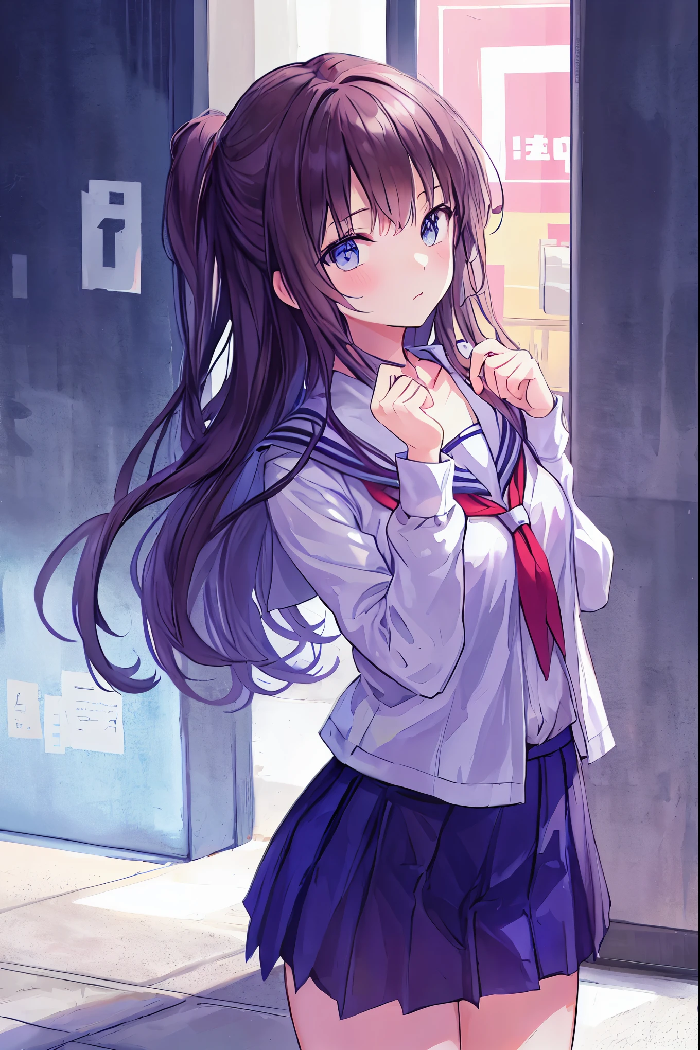 perfect beautiful girl,school uniform,,student council president,virgin,chest is small
