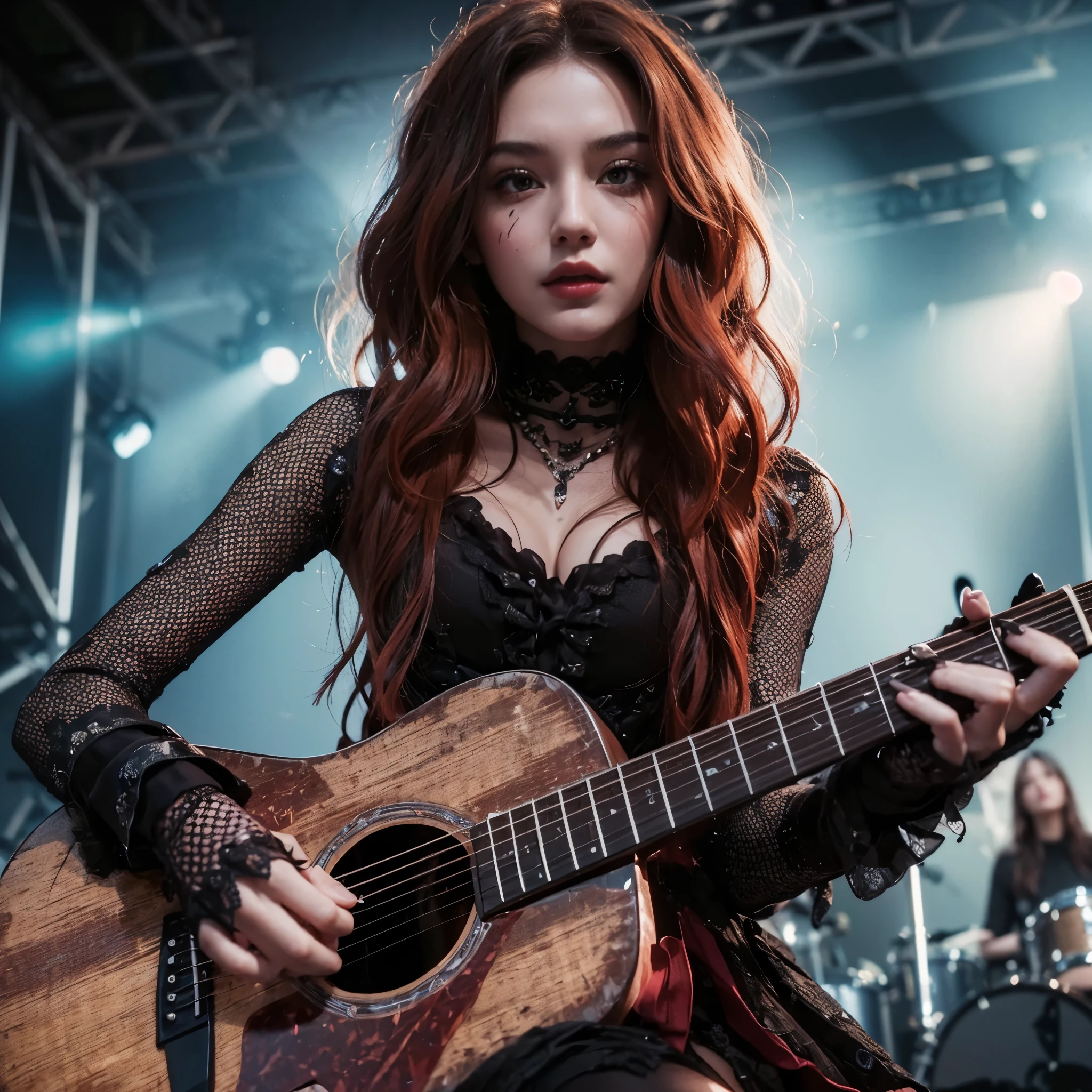 ((very sharp photo result & detailed face)) (((correct hands on guitars)))