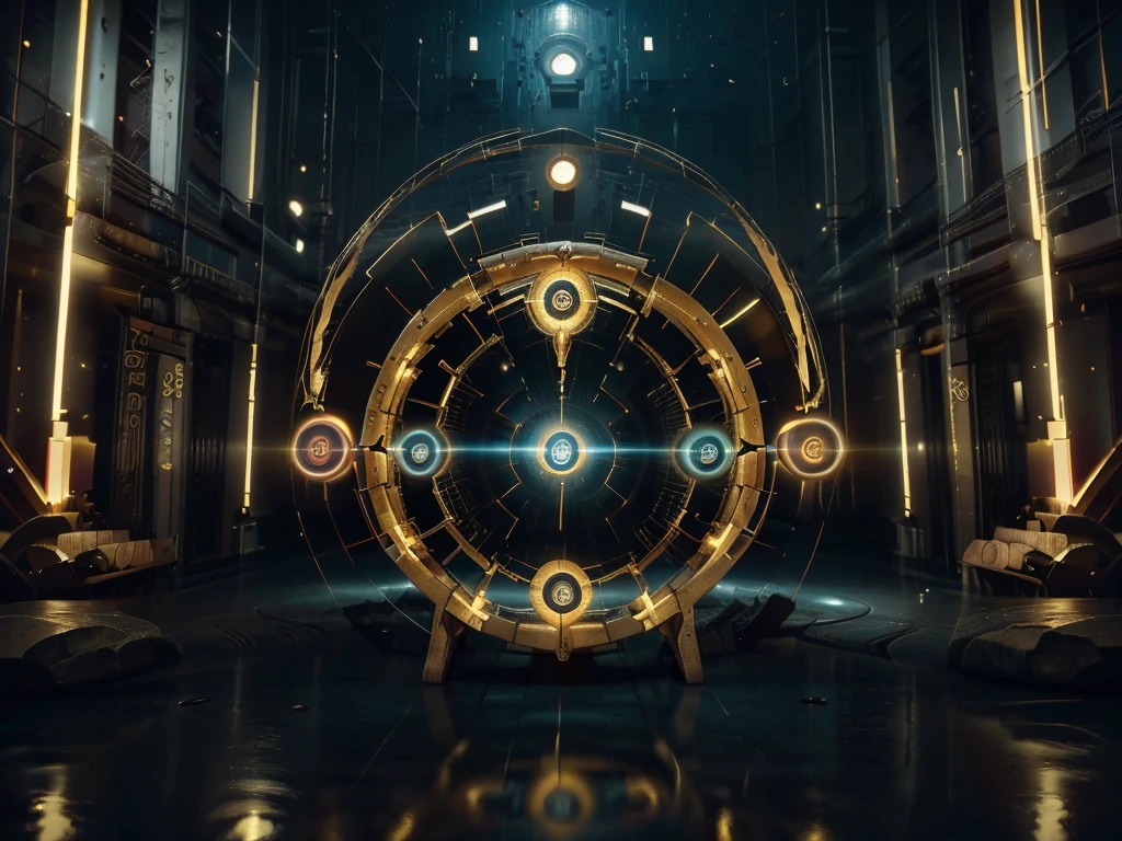 High resolution and sharp 8K image, ((The image must be super original and complex, with a variety of beautiful and vibrant colors:1.4)). (Masterpiece, Best Quality), This illustration captures a ((perfect magic circle and a beautiful, radiant planet formation a portal to another world: 1.5)) powerful mechanization. The backdrop of this masterpiece is nothing short of epic... at night, showing a scene with fireworks. , 32k