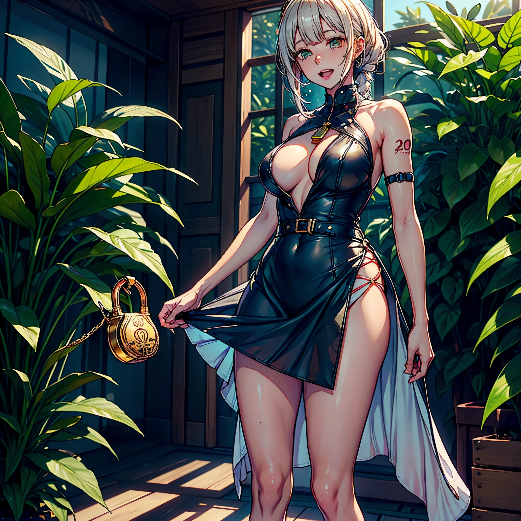 Girl holding balloon in hand, In the greenhouse, There are many potted cacti in the greenhouse. Cinematic ultra unrealengine5 masterpiece ultra_high-quality ultra_high-resolution CowGirl deep path equirectangular Gorgeous Diva epic brights eyes howling meticulously intricate ultra_high-details ultra_pro-photo-realistic ((athletic Diva Queen Native dreads african tanmed skin obvious agate perfect divine ecstatic cheekbones effects reddened embarrassed ultra beautiful_Eyes (Bright Eyes, Bright Eyes) brown black Turquoise Sapphires Open Mouth Teeth Smile tongue wet_lazuli_droplet pilot Jacket Floating crux fringe Eccentric Cape Pearl Lys Levitating Shoulders-Off chemise blanches dentelles clavicules papillotes reveal breasts falling sideboob felt satin orange corsait yellow spinel thick leather skirt silk assortie amples nombril revealing heart belt❤ cadena❤ pubic scarlet pubis-hairy obvious indigo Size silver adorned padlock Gold thighs legs garters Gothic inox boots)) enhanced ultra_sharp-focus luminescence Moonlight tourmaline volumetric lightning contrast saturate optimal accurate extreme improved reflex UHD NVIDIA_RTX_RENDERING RAY_TRACING DLSS_3 EFFECTS_CINEMATIC XT3 HDR DSLR cgi vfx sfx 3dcg color-coded romm rgb pbr fxaa txaa ssao weird conjuration strange fleuraison summon baby Lotus Earth floraison hearth sundrop liquid lava drop of Lava fullbodye tattoo sex naked nsfw varied multi etc. --v6 --s1000 --c20 --q5 --chaos100