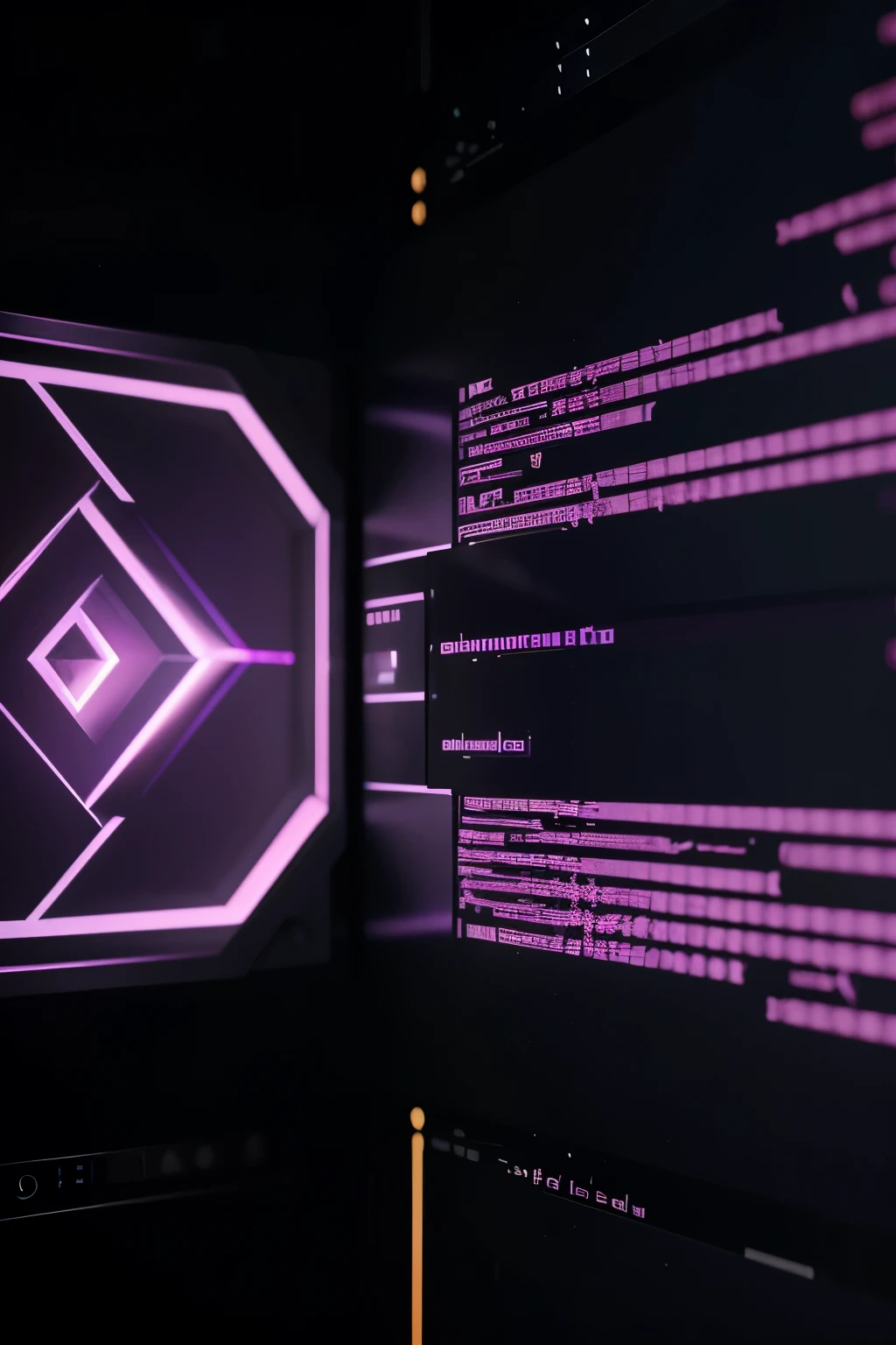 An image dominated by the color violet mixed with programming colors, and the middle expresses the world of programming and code in particular.