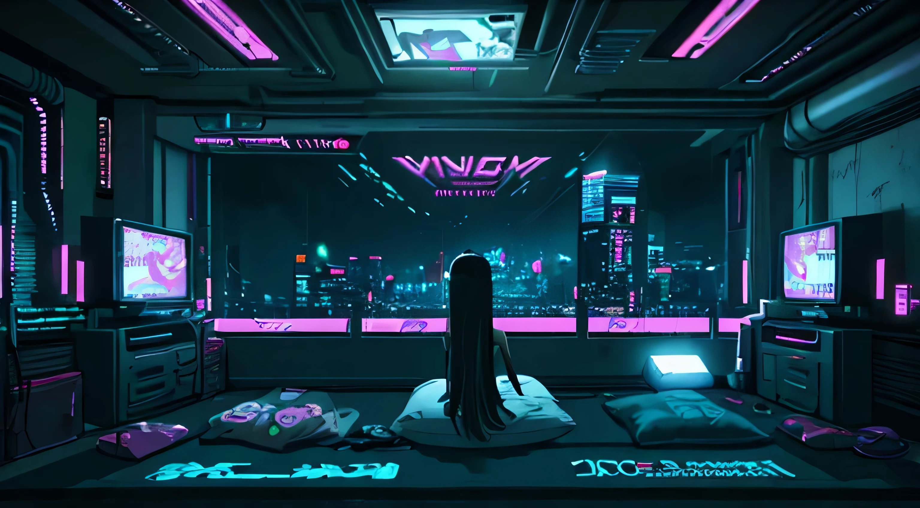 cyberpunk bedroom