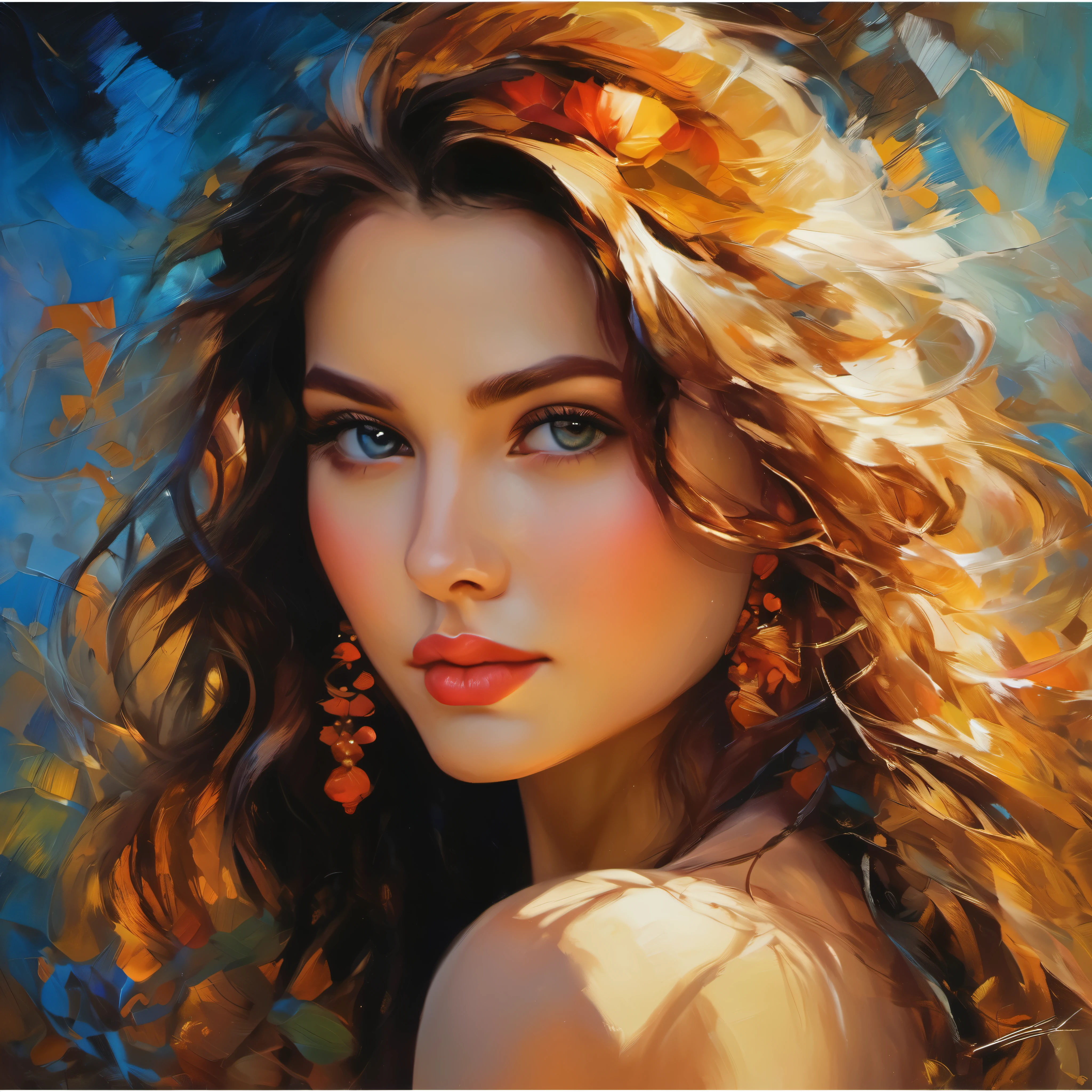 (best quality, high-res:1.2), ultra-detailed, vibrant colors, stunning portrait painting, beautiful detailed eyes, long eyelashes, realistic skin textures, graceful pose, professional lighting, oil painting, breathtaking background scenery, elegant costume, delicate facial features, captivating expression, dynamic composition, radiant complexion, glossy lips, meticulous brushwork, intricate hair, fine detailing, lifelike appearance, soft lighting, harmonious color palette, atmospheric ambiance, dramatic shadows, masterful craftsmanship, evocative mood, ethereal atmosphere, timeless beauty, enchanting gaze, vivid color contrasts, refined elegance, rich textures, captivating realism, artistic finesse, alluring aesthetics, expertly rendered, sophisticated artistry, striking visual impact, compelling visual narrative, intricate patterns, expressive brushstrokes, sublime artistry, sublime artistry.