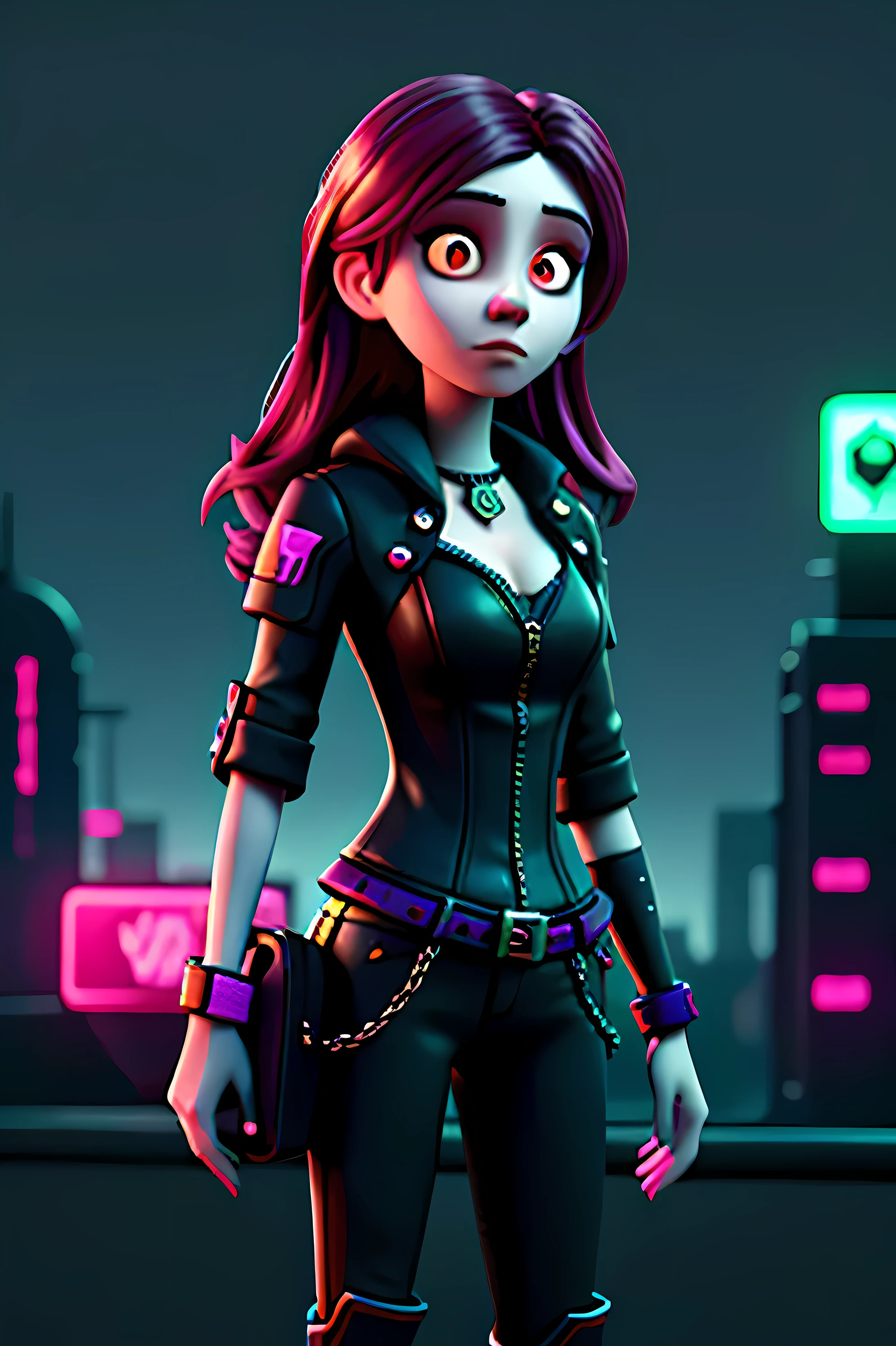 femme, gothique, Cyberpunk, Neon, Serait,