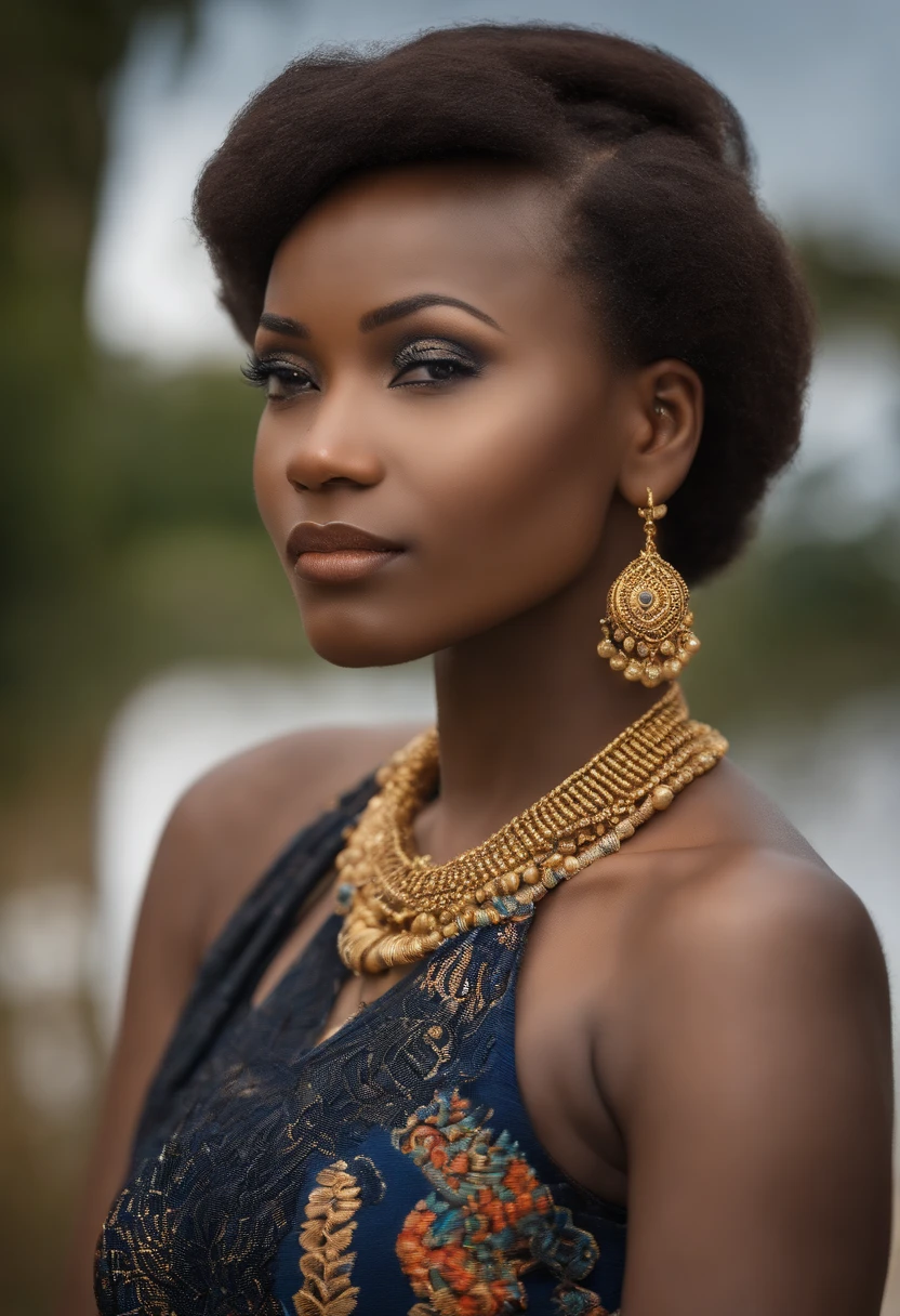 Fille nue, africain, Noir, L'oeil d'Anbar, Raccourcis blonds, From to 19 yePorter uniquement le collier, corps entieresbienne, pouty lips, Énorme nyuubou suspendu et taille tona