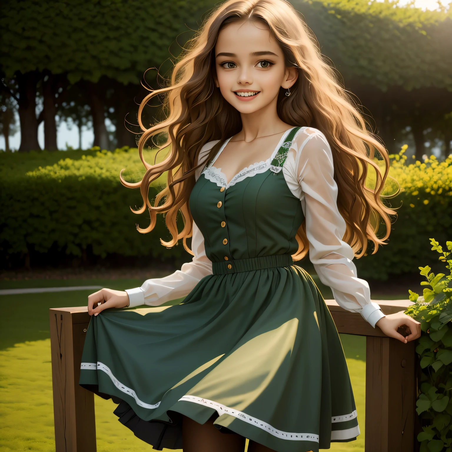 masterpiece, best quality:1.2), Masterpiece, Best quality, 8k, 18 ans, Photo brute, absurdes, Award-winning portrait, sourire, sourire, pure, italian, elegant vibrant green dress, spring, orchard in bloom, laces, famous singer, cute, fit, healthy, lovely girl perfect girl bealtiful european babe european girl European model Italian italian girl