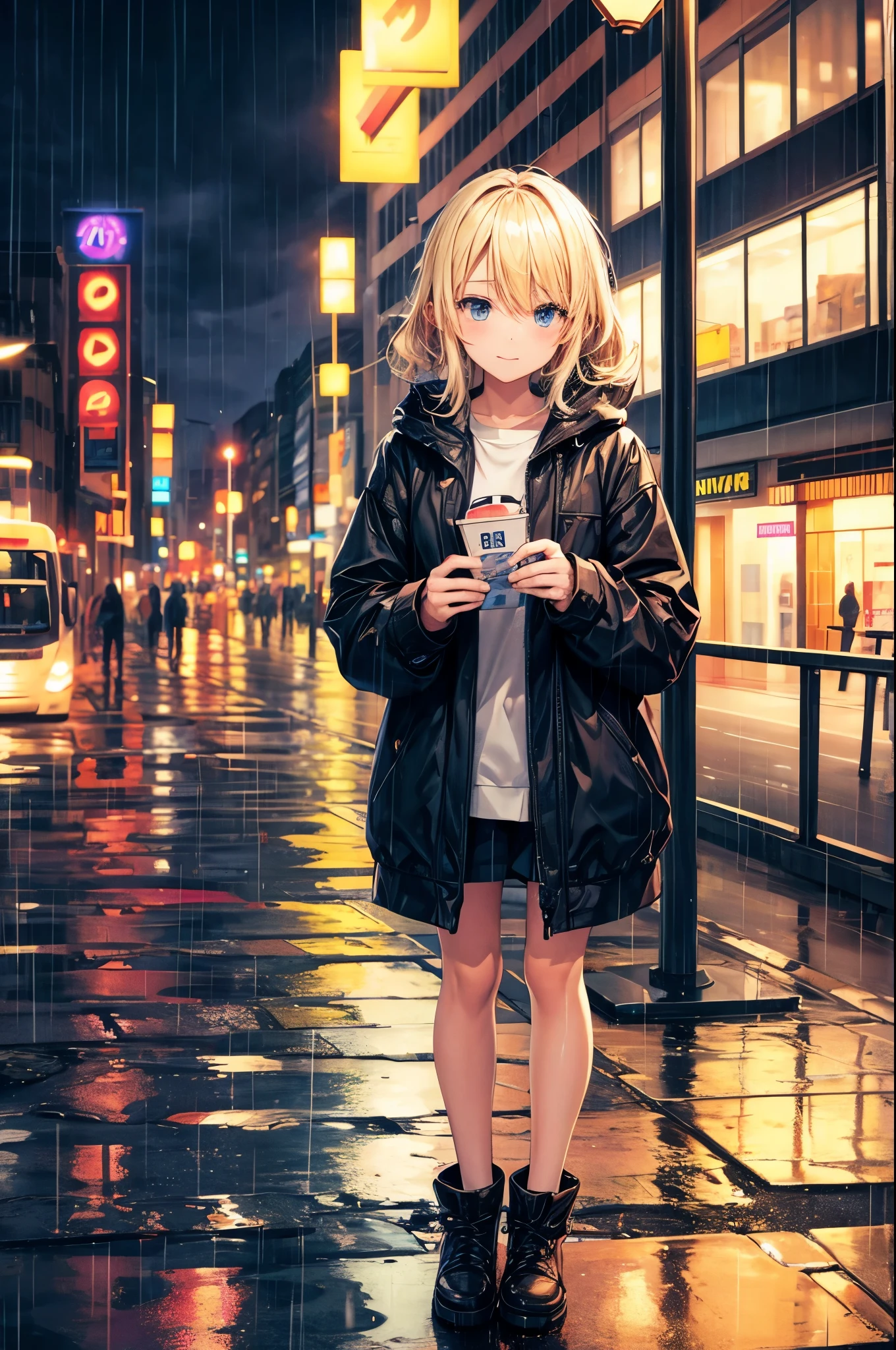 city, rain, homeless cute blonde etc... 