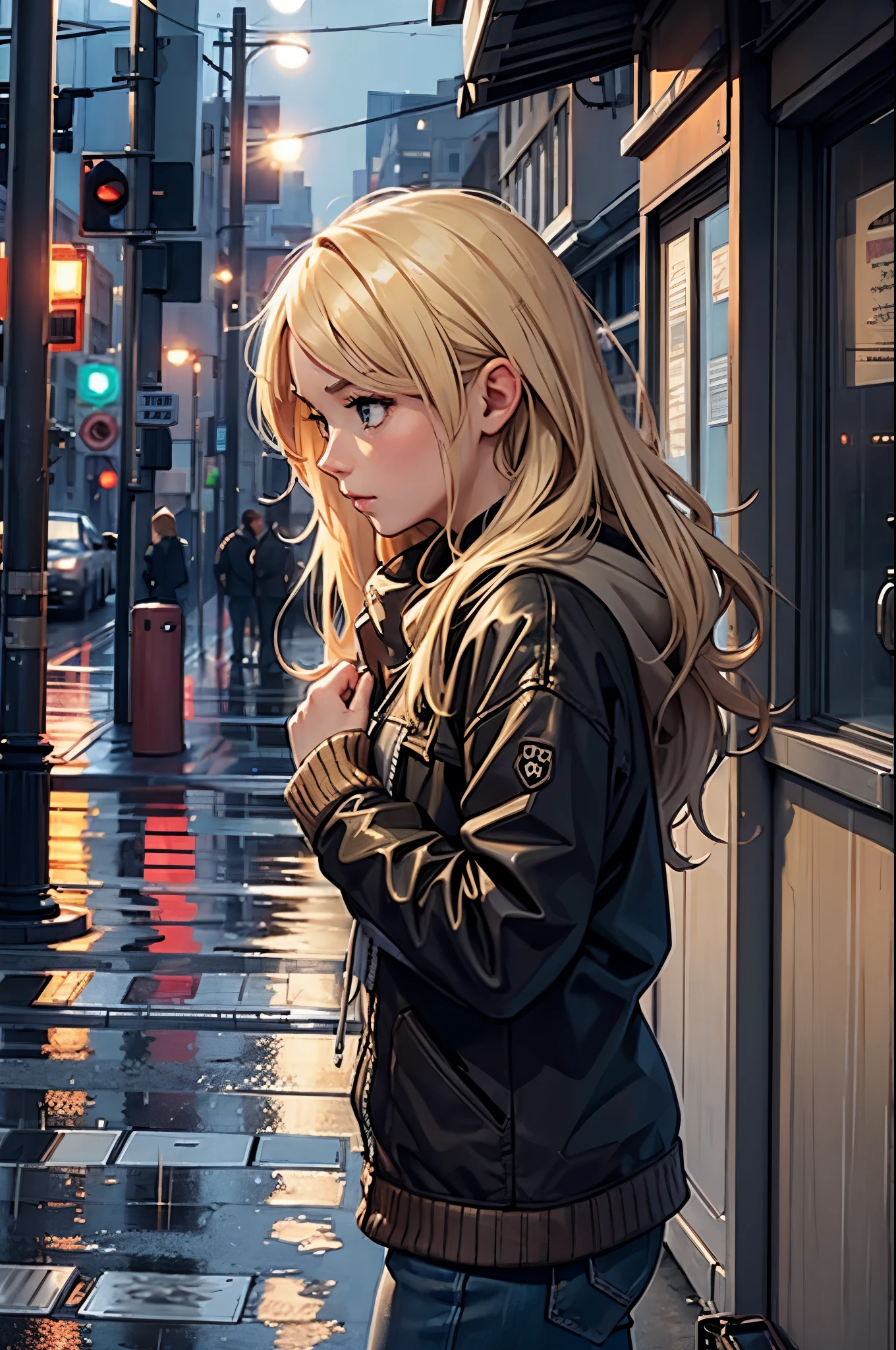 city, rain, homeless cute blonde etc...