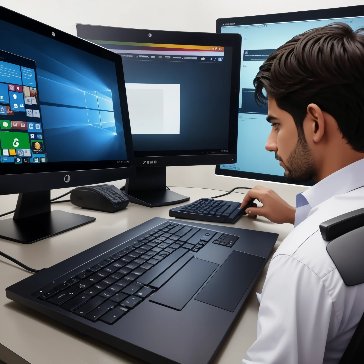 Alguem se aprimorando profissionalmente atraves de um computador