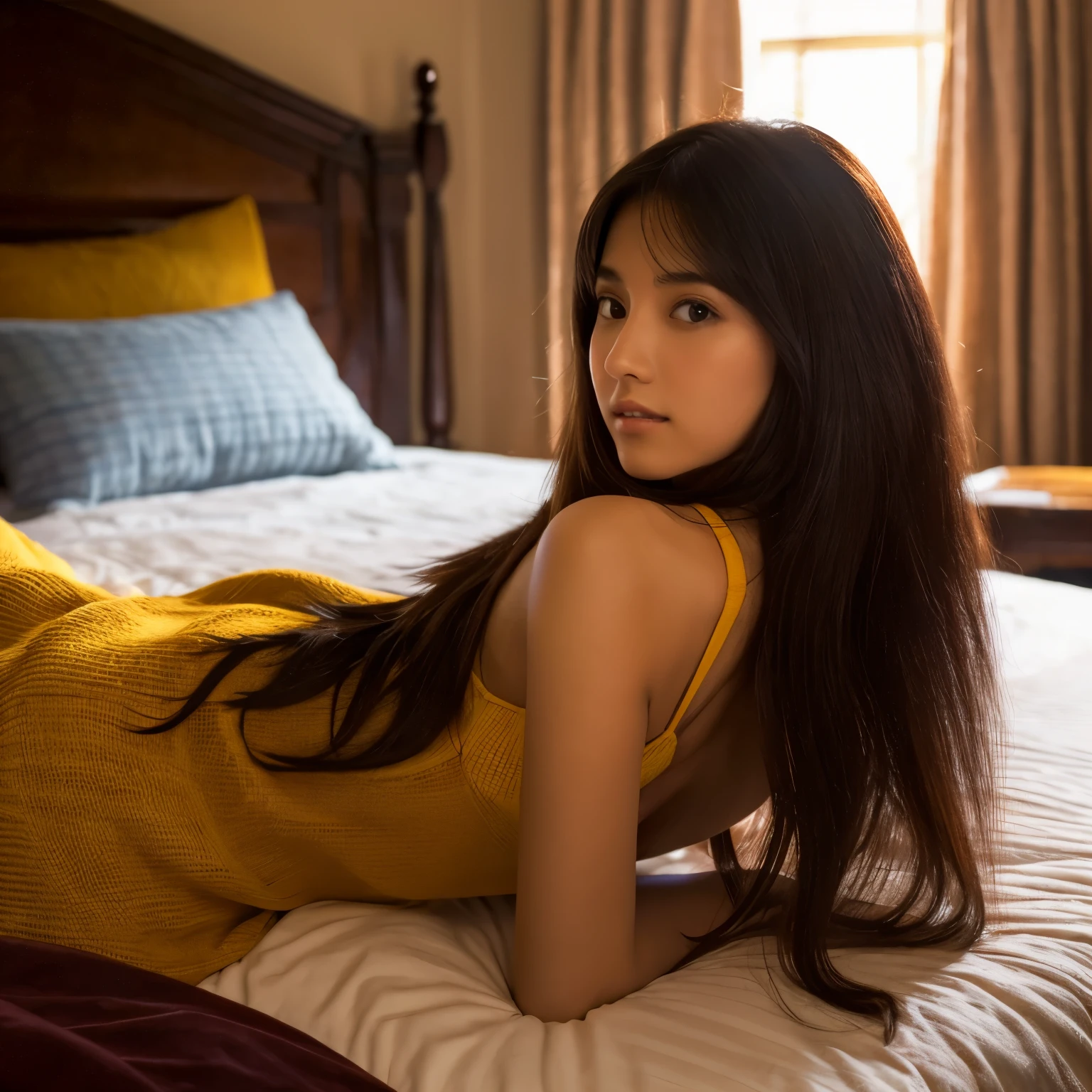 Mujer pelo largo y morena haciendo cosas sexuales