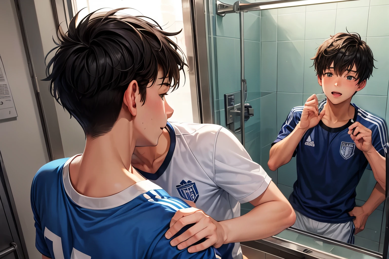 There are several -yeld bofrom the soccer team having gay sex in the school showers