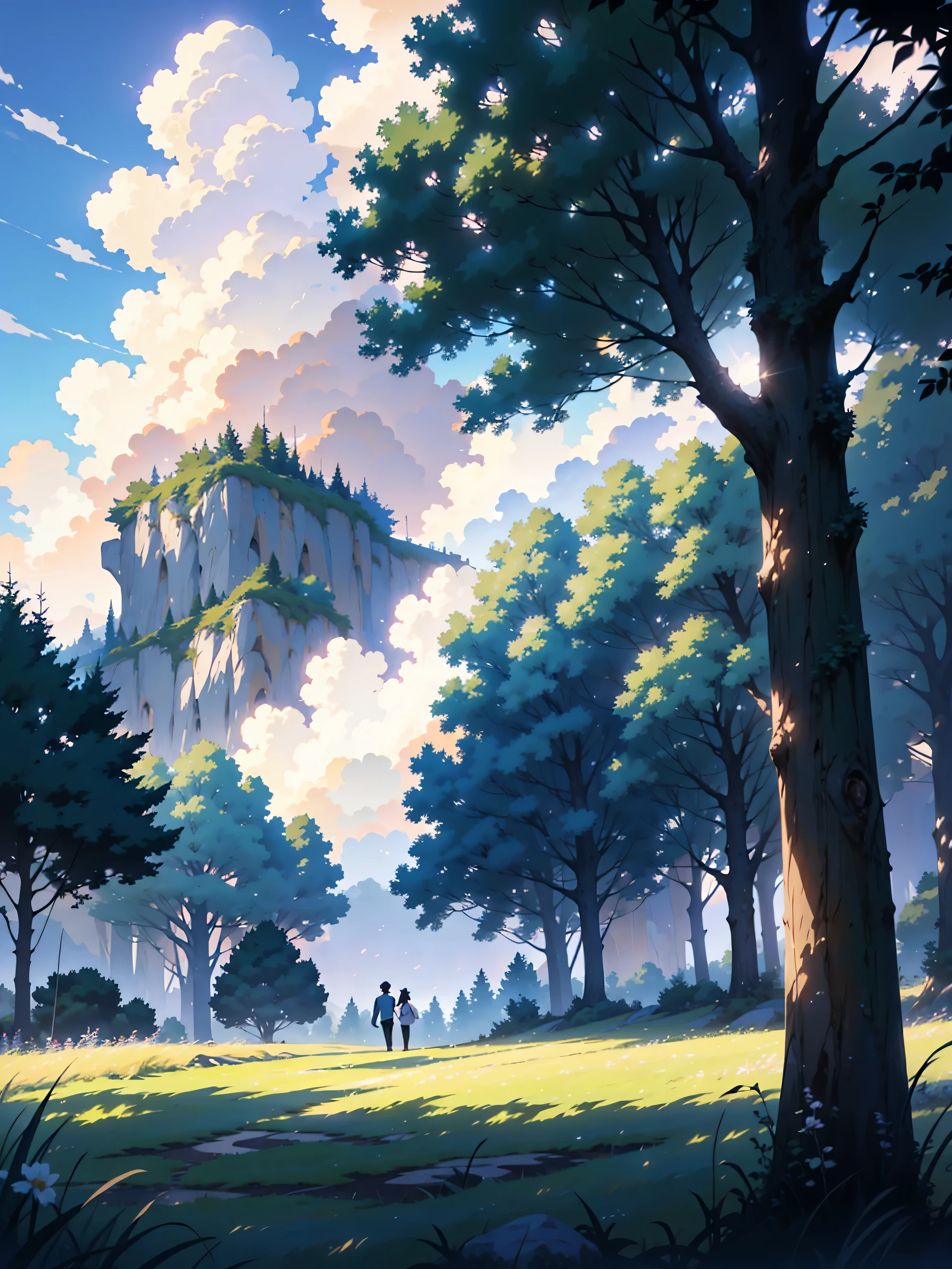 ANIME - anime scene of a green grass field with sky, anime scenery, anime landscape, anime beautiful peace scene, beautiful anime scene, beautiful anime scenery, anime nature wallpap, anime nature, anime countryside landscape, style of makoto shinkai, makoto shinkai!!, anime background, anime scene, makoto shinkai!, beautifull puffy clouds. 4K, 8K, ULTRA DETAILED