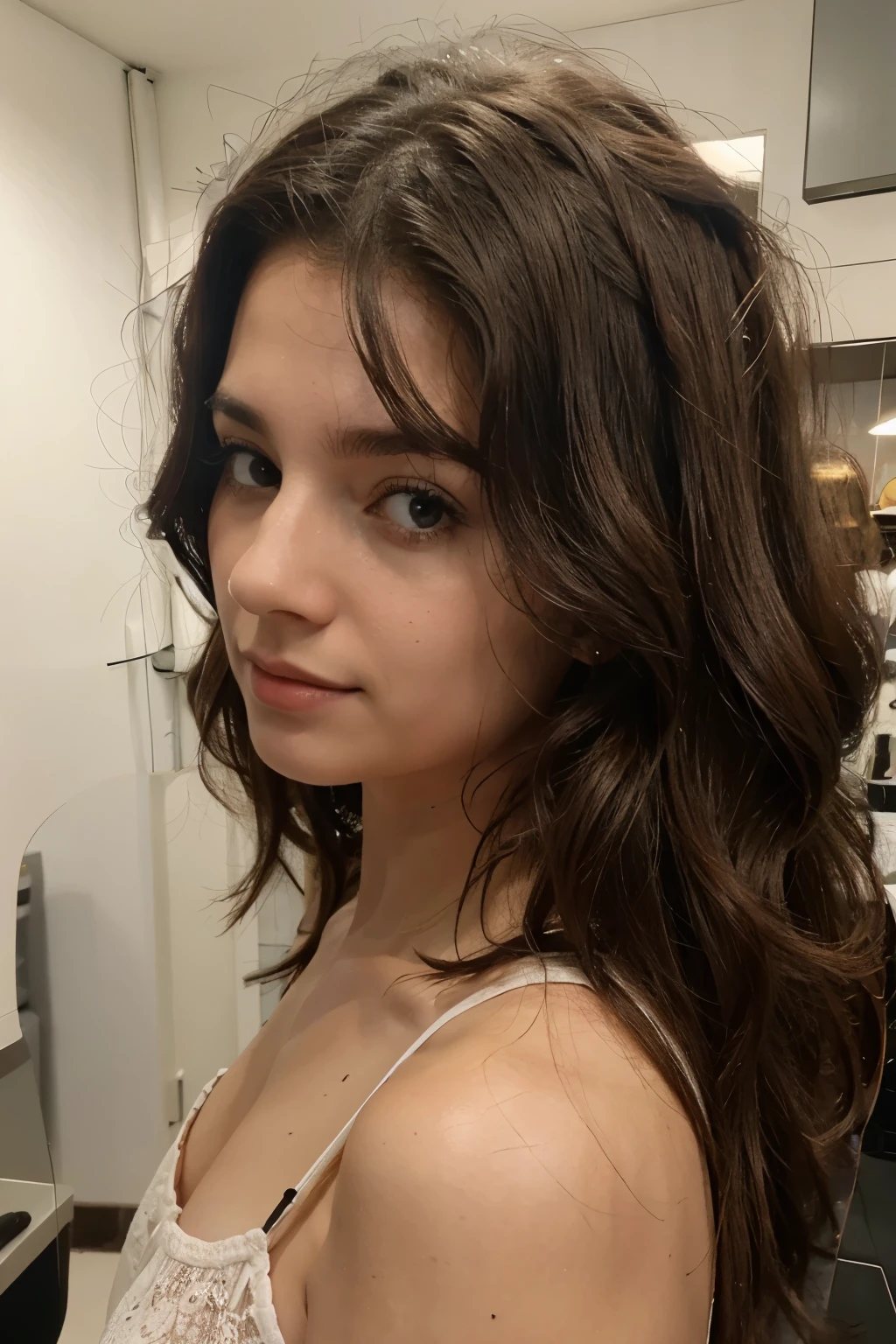 El pelo este mas rizado