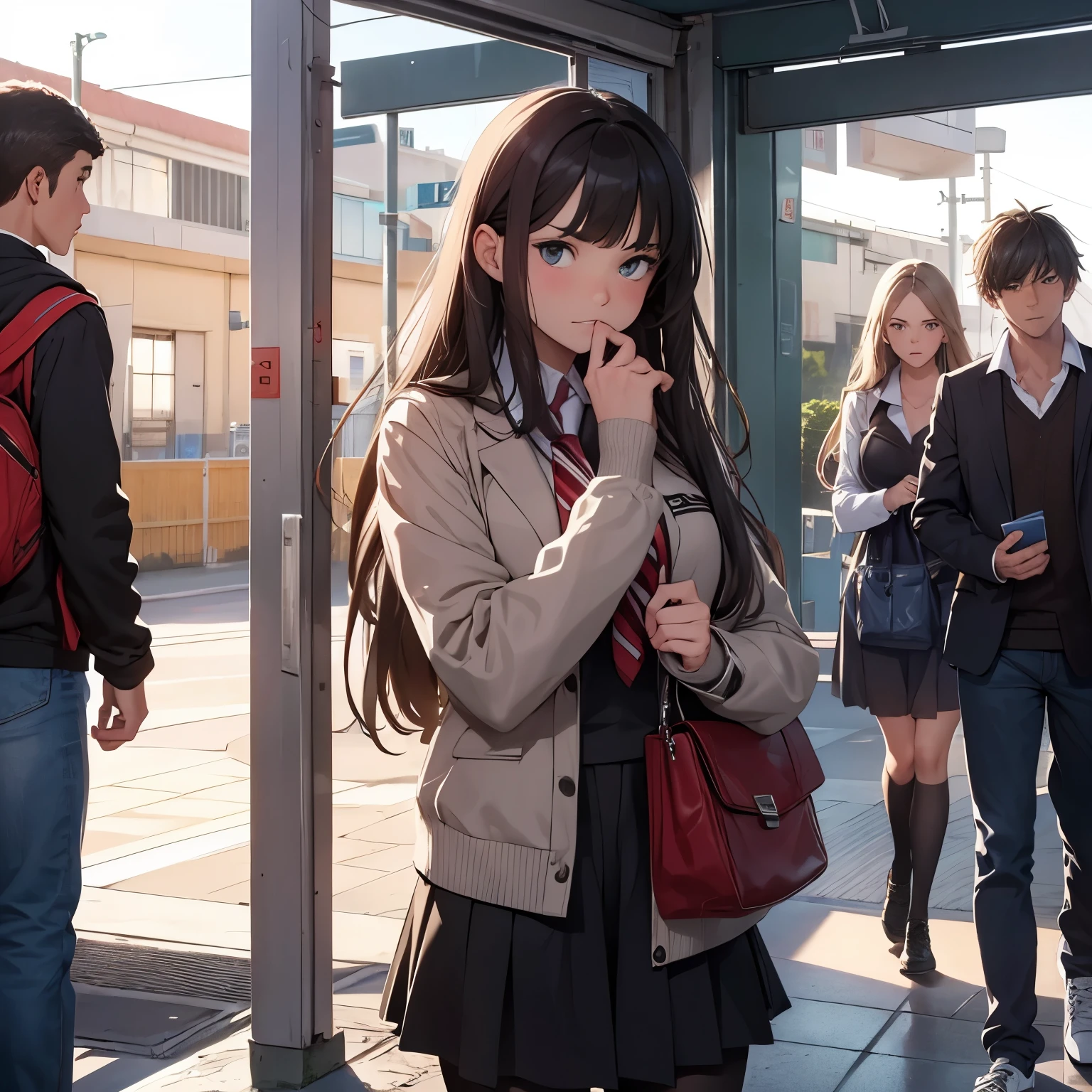 A jealous girlfriend sees her boyfriend talking to a girl, He didn't realize it. In the school
