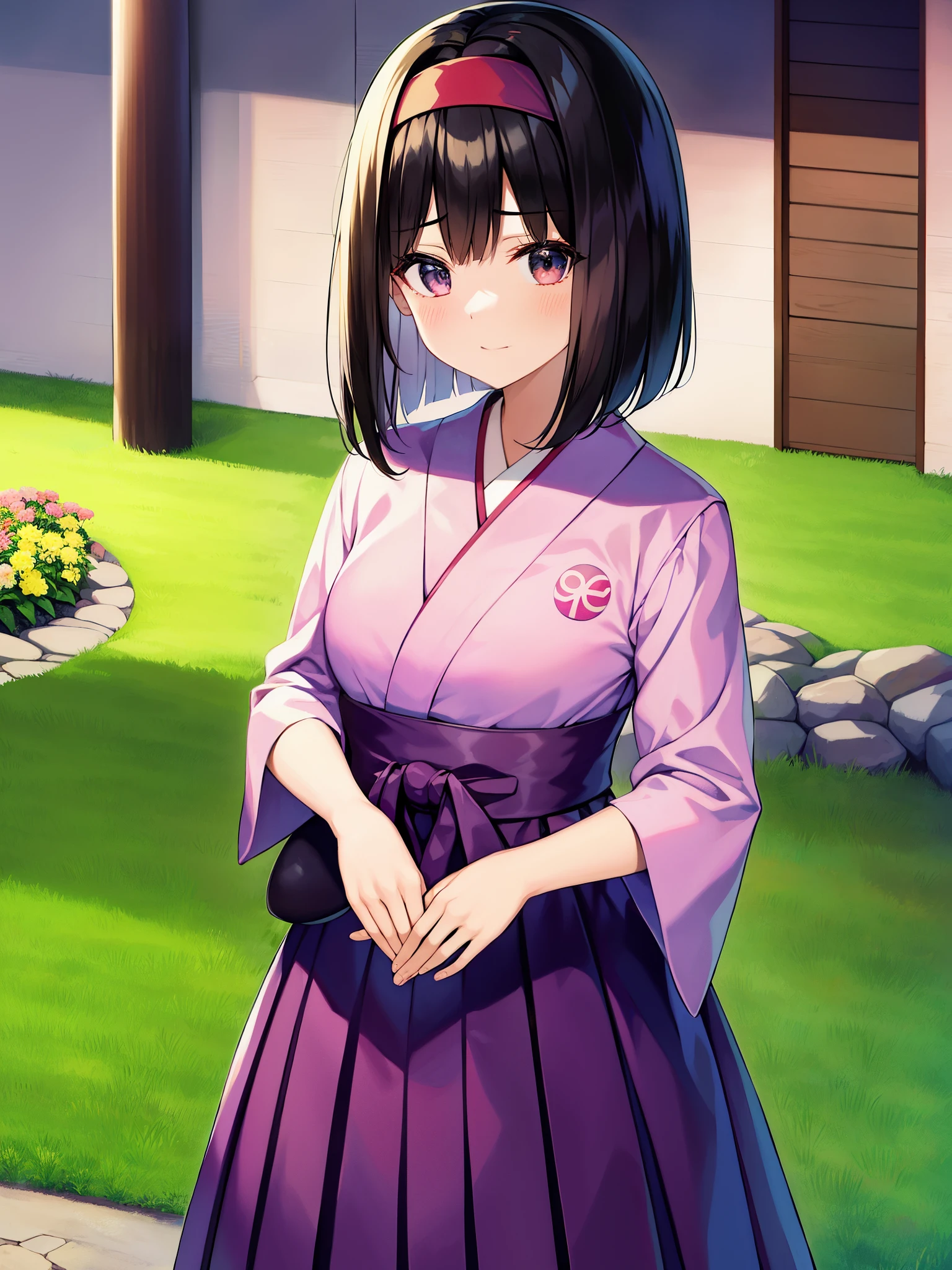 Pokémon、Erica、solo、1 person、Tamamushi City gym leader、Grass type Pokemon user。black hair bob、colorful japanese clothes、colorful hakama、A girl who loves nature、A gentle personality with a ladylike tone、I fall asleep even before a match。My hobby is ikebana、The all-girl gym also holds flower arranging classes.。