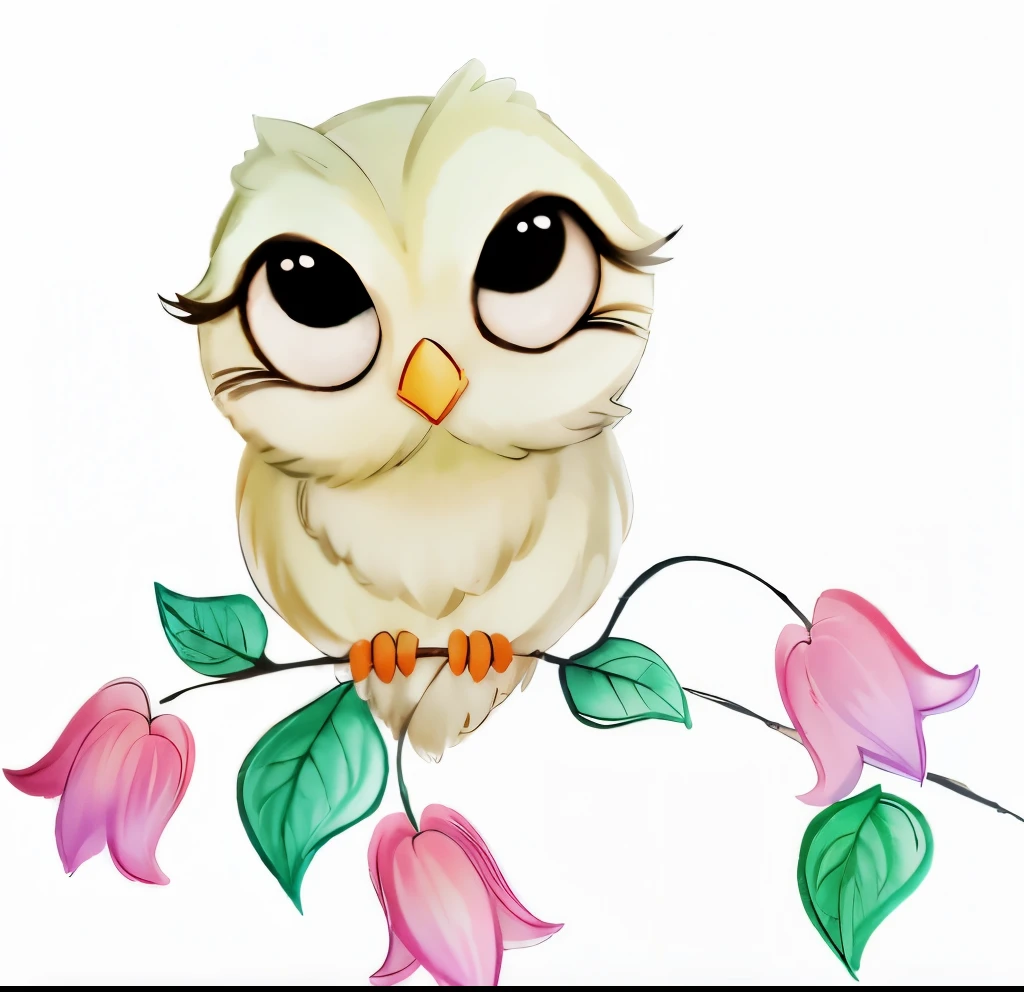 drawing of a small owl sitting on a branch with flowers, cute drawing, cute owl, a color pencil sketch, pastel simple art, color pencil sketch, cartoonish cute, drawn with colored pencils, colored drawing, colored pencil sketch, traditional art, cute artwork, full color drawing, with a cute fluffy owl, watercolored, pastel artwork, colored sketch, colorized pencil sketch