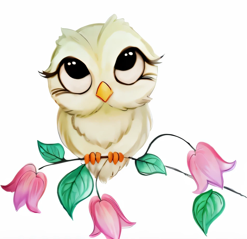 drawing of a small owl sitting on a branch with flowers, cute drawing, cute owl, a color pencil sketch, pastel simple art, color pencil sketch, cartoonish cute, drawn with colored pencils, colored drawing, colored pencil sketch, traditional art, cute artwork, full color drawing, with a cute fluffy owl, watercolored, pastel artwork, colored sketch, colorized pencil sketch