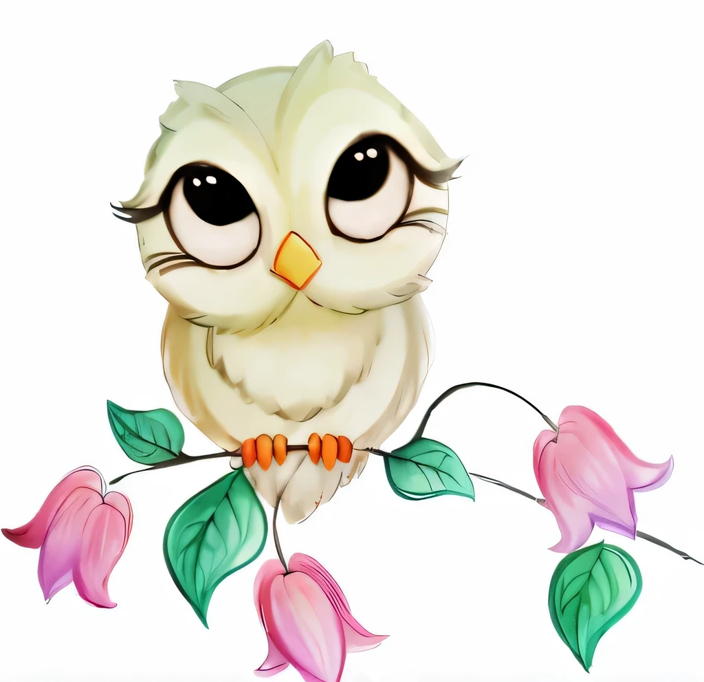 drawing of a small owl sitting on a branch with flowers, cute drawing, cute owl, a color pencil sketch, pastel simple art, color pencil sketch, cartoonish cute, drawn with colored pencils, colored drawing, colored pencil sketch, traditional art, cute artwork, full color drawing, with a cute fluffy owl, watercolored, pastel artwork, colored sketch, colorized pencil sketch