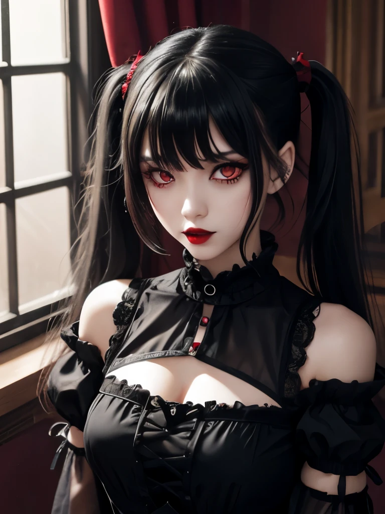 (ultra realistic,32k, masterpiece:1.2),(high detailed skin:1.1),( high quality:1.1),
<lora:rory mercury s1s2-lora-nochekaiser:0.6>rory mercury, long hair, black hair, (red eyes:0.9), bangs, blunt bangs, hime cut,thighhighs, bow, ribbon, hair ribbon, garter straps, dress, black dress, puffy sleeves, frills, detached sleeves, necktie, red necktie, lipstick, purple lipstick,,(looking at viewer, portrait:1.1), , (huge breast:1.1),<lora:add_detail:0.87>,
(soft shaded neon light:1.1), moonshadow grove, silver moonlight, elusive creatures, ethereal sanctuary, blurry background,