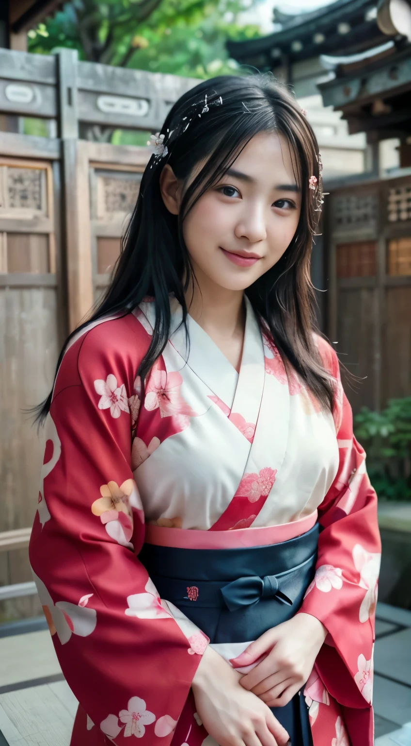 (Red kimono:1.2)、(Kyo-Yuzen:1.2)、(Floral pattern in Japanese style:1.0)、(Furisode:1.5)、(Japanese traditional classic pattern:1.2)、open breasts, tabi、(top grade)、1 woman、sixteen years old、full body Esbian、A dark-haired、(reallistic:1.7)、((Top image quality))、absurderes、(超A high resolution)、(Photorealsitic:1.6)、Photorealsitic、octane renderings、(hyper realisitic:1.2)、(photorealiscic face:1.2)、(8K)、(4K)、(​masterpiece)、(realistic skin textures)、(illustratio、Cinematographic lighting、wall-paper)、(beautidful eyes:1.2)、((((face perfect))))、(Cute face like an idol:1.2)、(is standing)、shrines、torii gate、(1 moon)、Detailed cute face、Realistic Beauty、A smile、