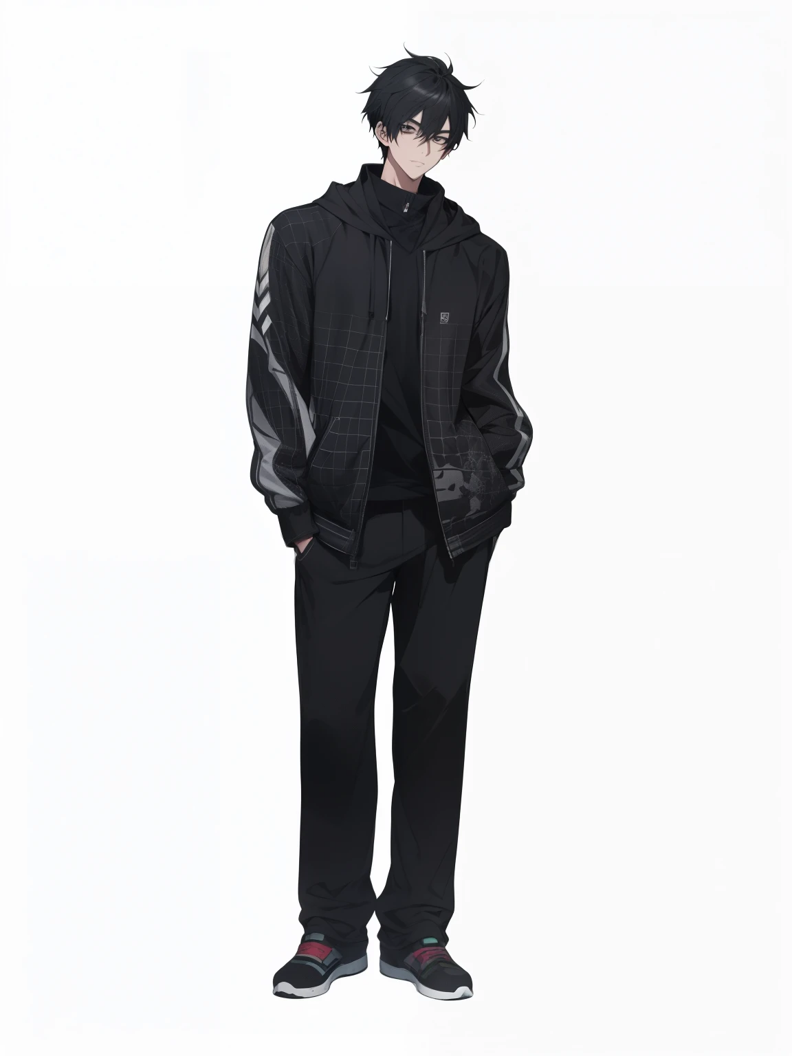 Man, anime style, full body full height,wearing hoodie jacket, full body picture, fullbody, portrait full body, full body shot, fully body portrait,