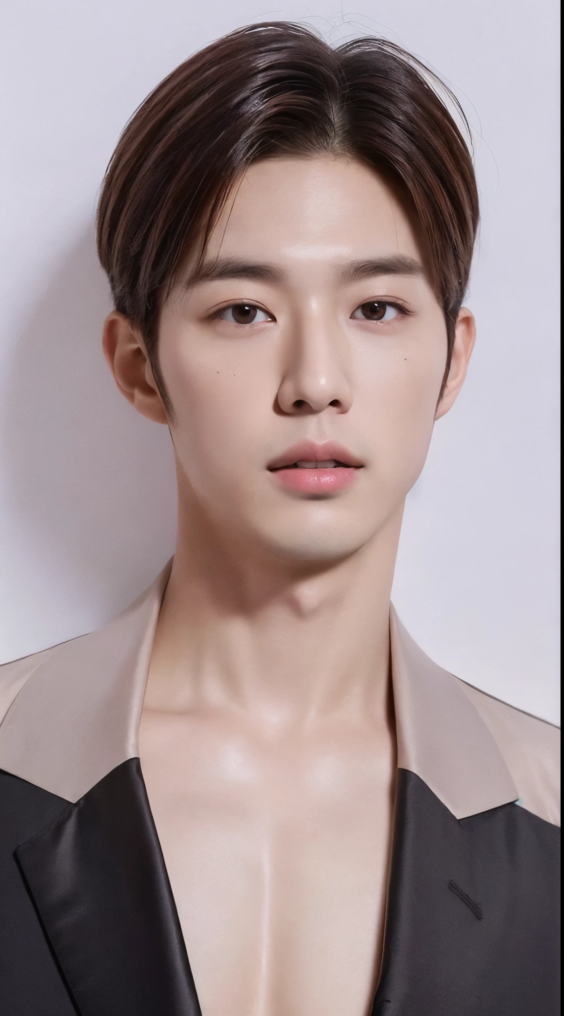 frontal face, (Super cool S-class guy)、 Korean boys at 20 years old、SYoung handsome man、 Full body photo、 (Highly detailed photos of CG Unity 8K)、 (A highly detailedSHandsome man in class)、 (Photo Real)、 ((top-quality))、 ultra-detaillert、 (masterpiece)、 An ultra-high picture quality、 Shorthair、 Bright photo、 Handsome like a model、 Handsome like an idol、 ,((forward-facing:1.5)), Pink hair, K-pop, white background, ((super photo realistic:1.5)), muscularity, masculine,