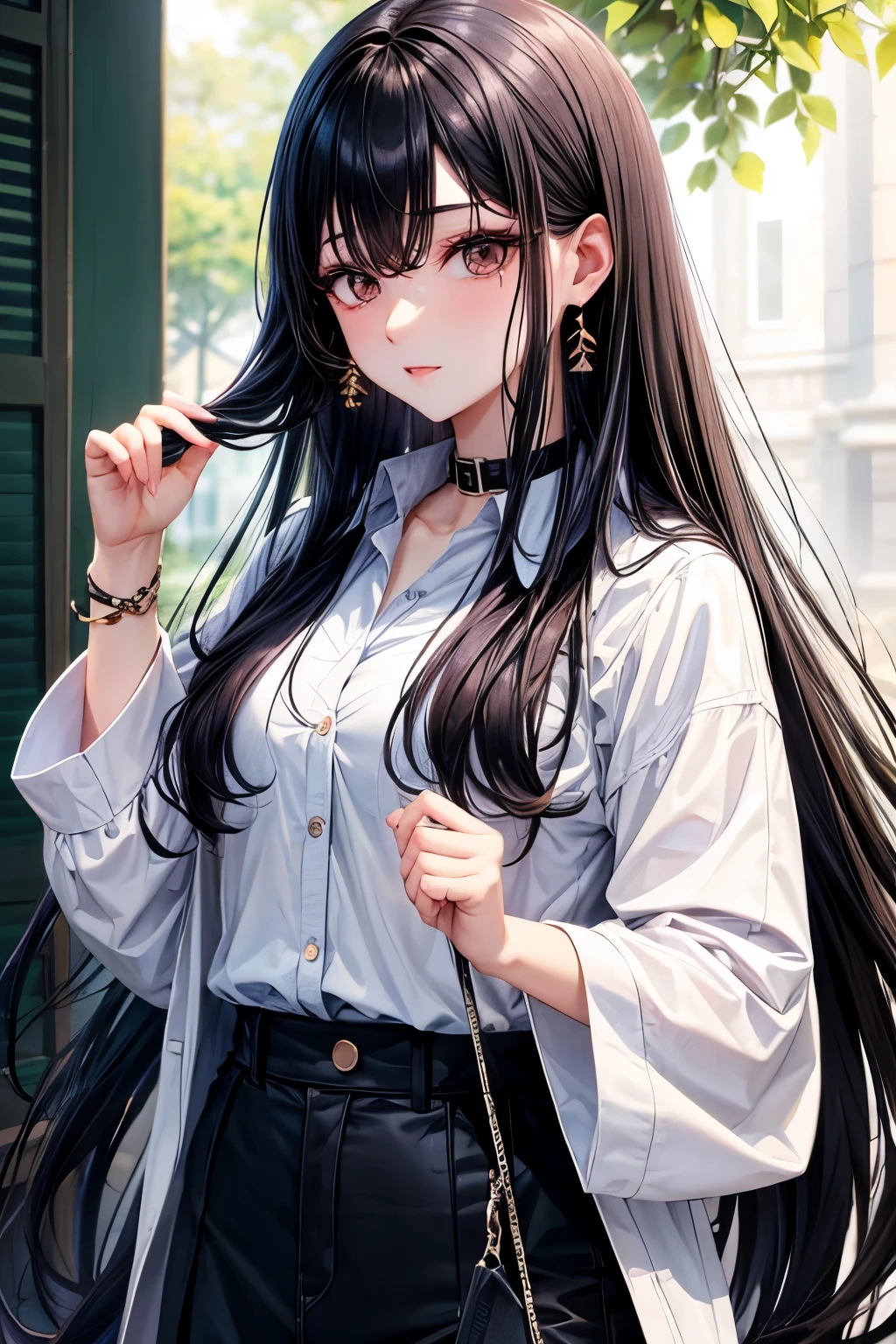 long black hair korean idol mole under eye Are standing