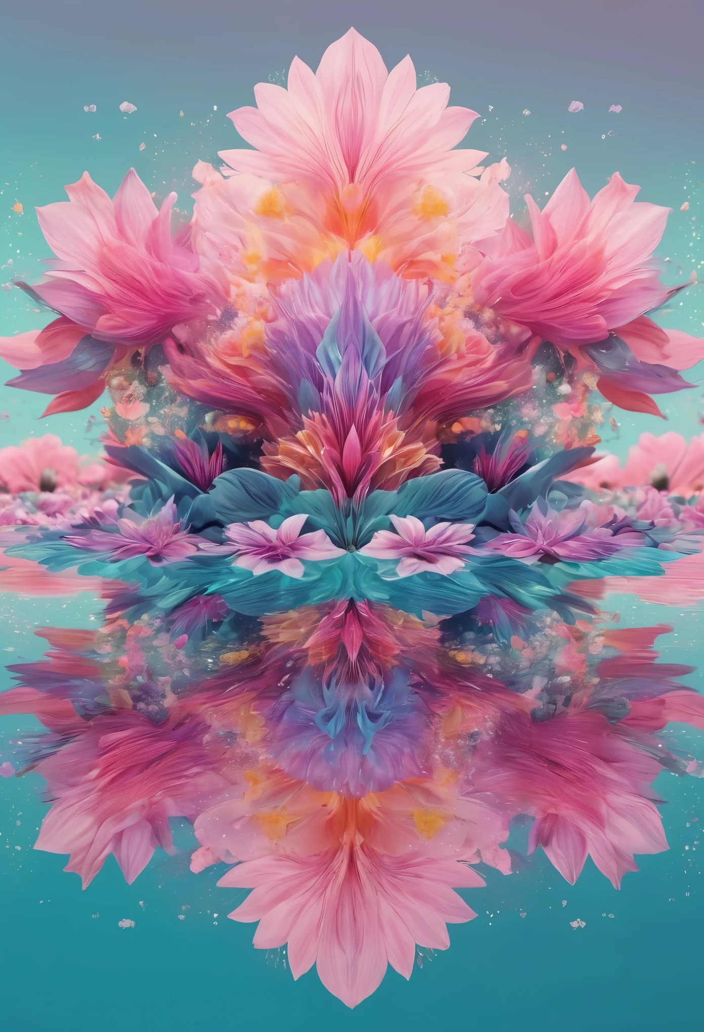 Design a visually captivating surreal. ((cosmic)) obra maestra donde celestial ((flores)) They are vibrant geometric shapes in a sea of ethereal pastel tones.., each petal represents a distant galaxy, and the interaction of colors and patterns forms an otherworldly landscape, Masterpiece in maximum 16K resolution, Excelente calidad. | ((Further_detalle))
INFO