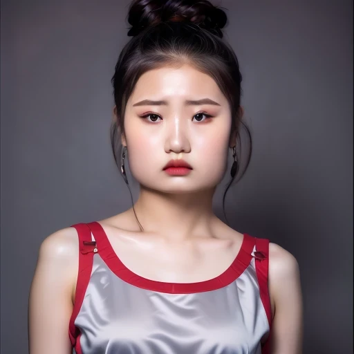 (best quality, masterpiece:1.2), ID photo of a 13-year-old Chinese girl, sportswear, Camisole vest,Pure cotton,gray background, Surrealism, Ultra high quality, textured skin, high detail,facing the camera, 8K crocodile skeleton(((Platinum marble sunglasses)))