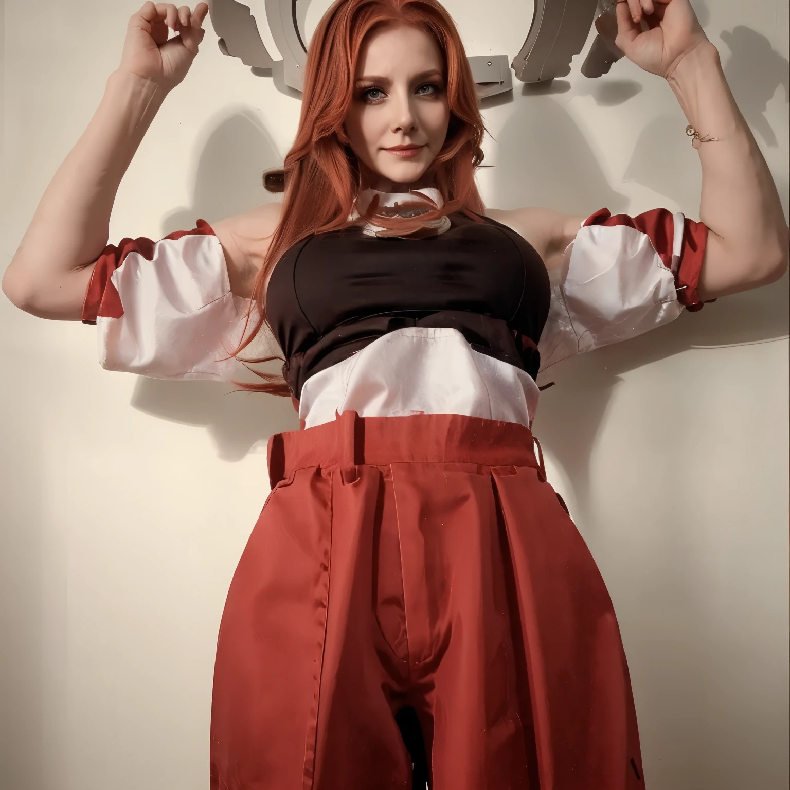 Mommy who is posing lifting her pants.. 