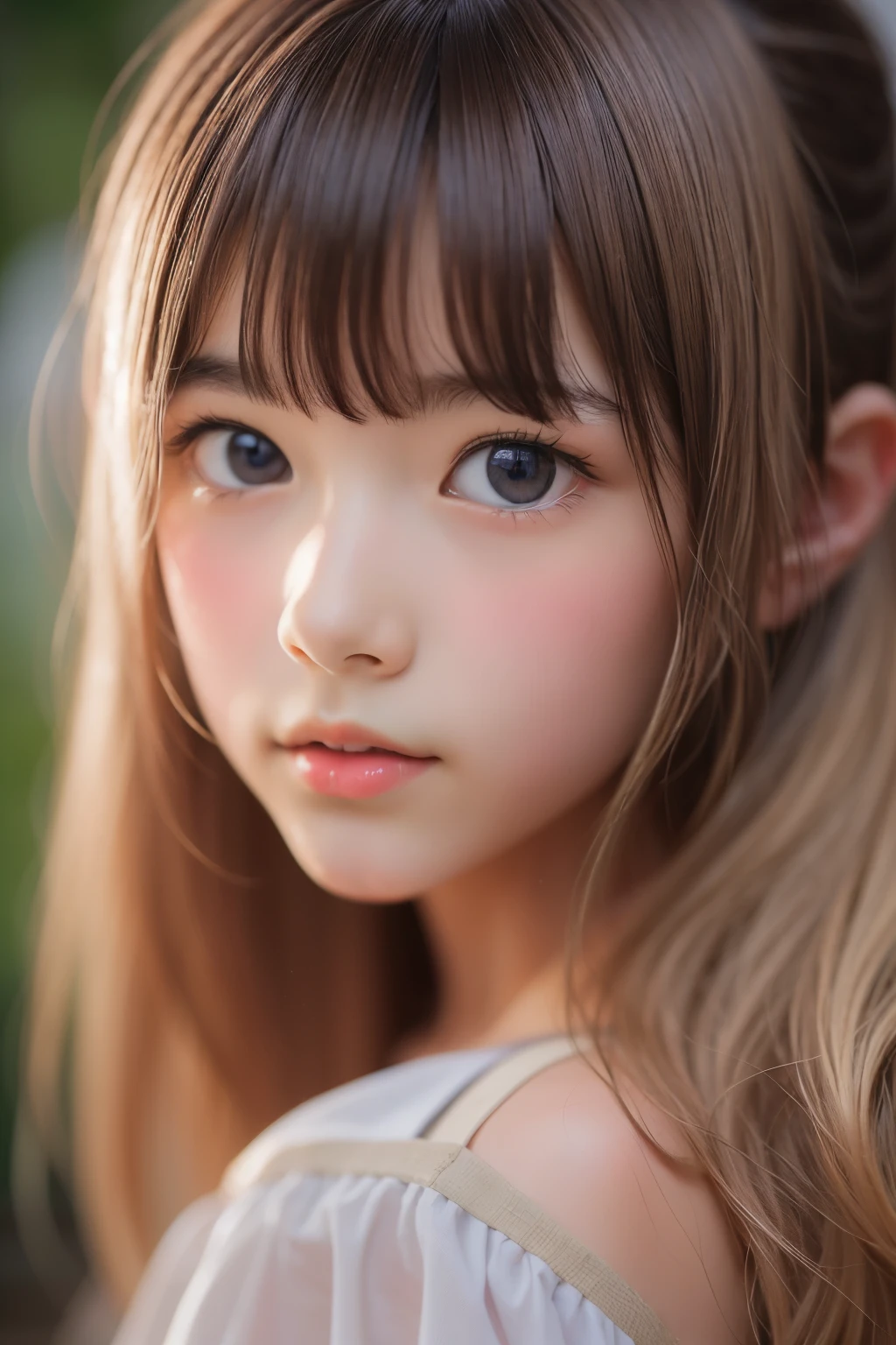 ((sfw: 1.4)), Ultra High Resolution, (Realistic: 1.4), RAW Photo, Best Quality, (Photorealistic Stick), Focus, Soft Light, ((15 years old)), ((Japanese)), (( (young face))), (surface), (depth of field), masterpiece, (realistic), woman, bangs, ((1 girl))