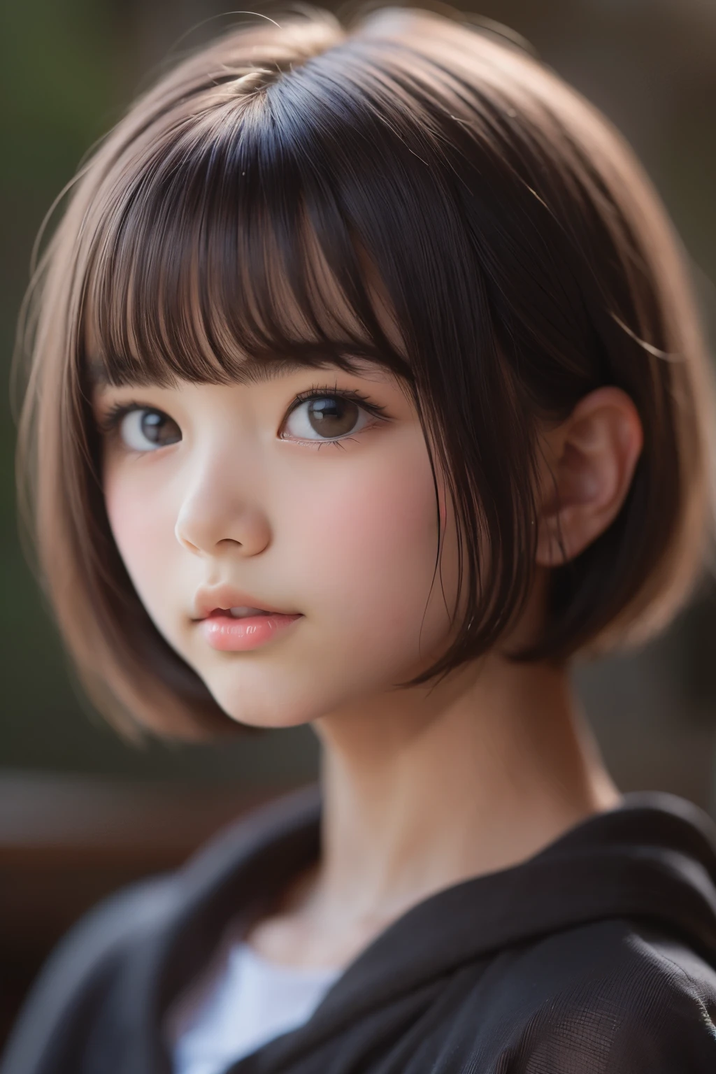 ((sfw: 1.4)), ((sfw, short hair, sidelocks-hair, 1 Girl)), Ultra High Resolution, (Realistic: 1.4), RAW Photo, Best Quality, (Photorealistic Stick), Focus, Soft Light, ((15 years old)), ((Japanese)), (( (young face))), (surface), (depth of field), masterpiece, (realistic), woman, bangs, ((1 girl))