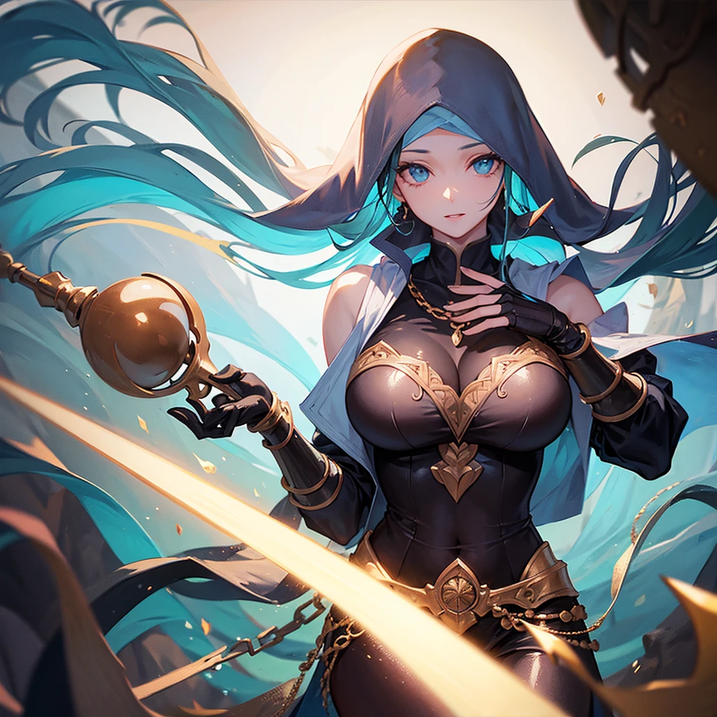 (busty malaysian woman:1.1, age 40:1.1, hijab no hair showing:1.1, athletic:1.1, many chains jewels and charms, wielding magic weapons), final showdown against a jeweled dragon, (best quality:1.2), ultra-detailed, realistic:1.37, HDR, studio lighting, vivid colors, portraits, sharp focus, physically-based rendering, extreme detail description, professional, bokeh, vibrant color palette, dramatic lighting