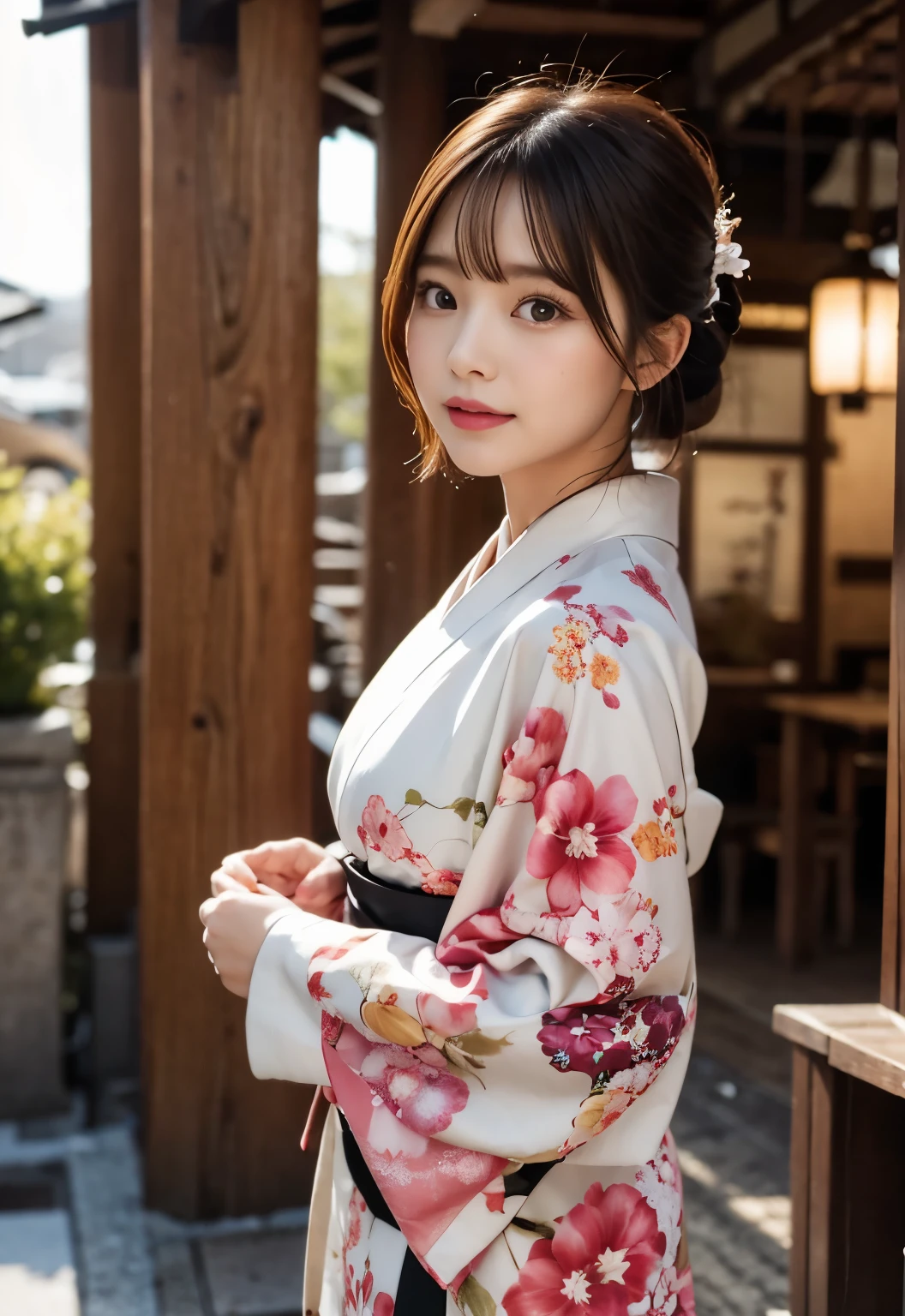 spring:1.3、kimono:1.2、medium hair