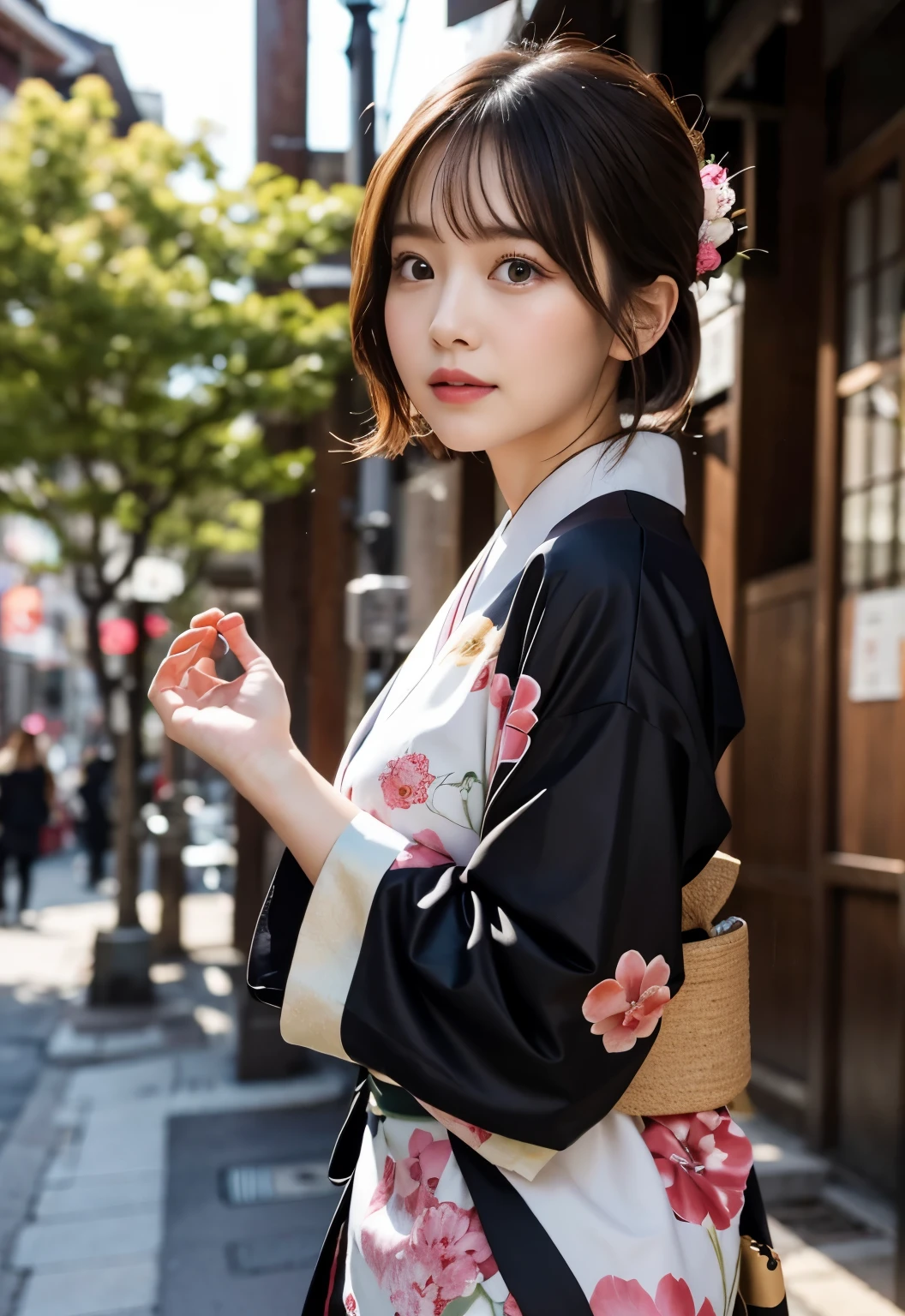 spring:1.3、kimono:1.2、medium hair