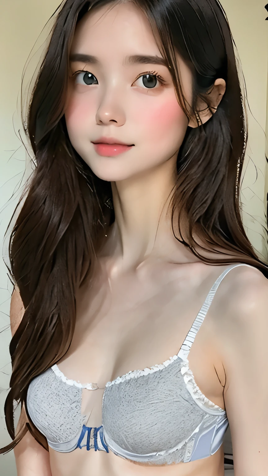 one girl、((Complicated, detailed and artistic underwear:1.6))、dark beige hair、long straight hair、compensate、Fashion Model、unparalleled beauty、shiny skin、(photography background board,Photo studio),(simple),(masterpiece, highest quality),masterpiece,professional artwork,famous works of art,(realistic,photorealistic:1.37) ,hdR,Uhd,8k, ultra realistic 8k