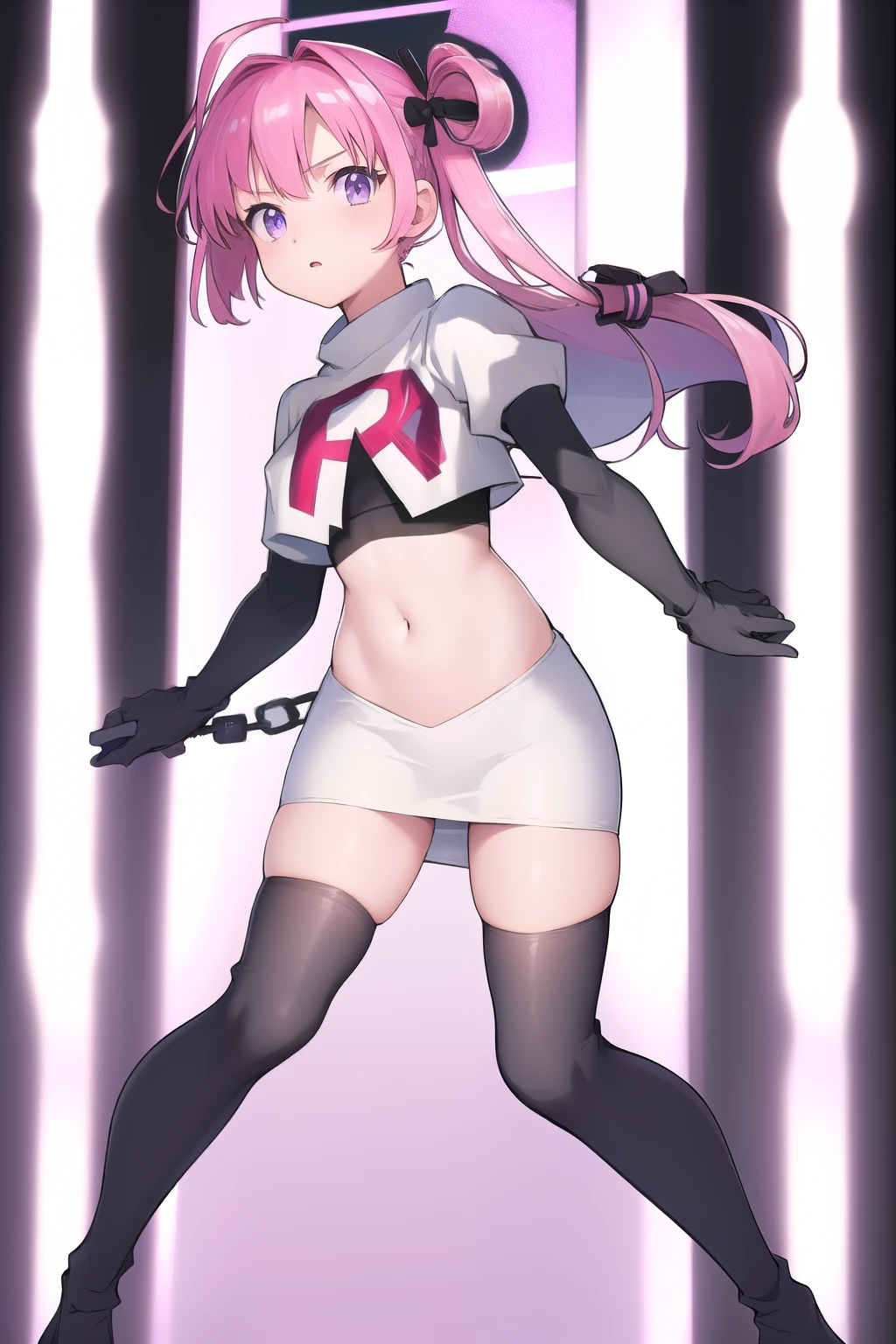 NyannersBase, cat ears, hoodie, long sleeves, camisole, cat print, white skirt, cat ear legwear, asymmetrical legwear with a mic in hand acting as a rapper incrsdealwithit
sunglasses